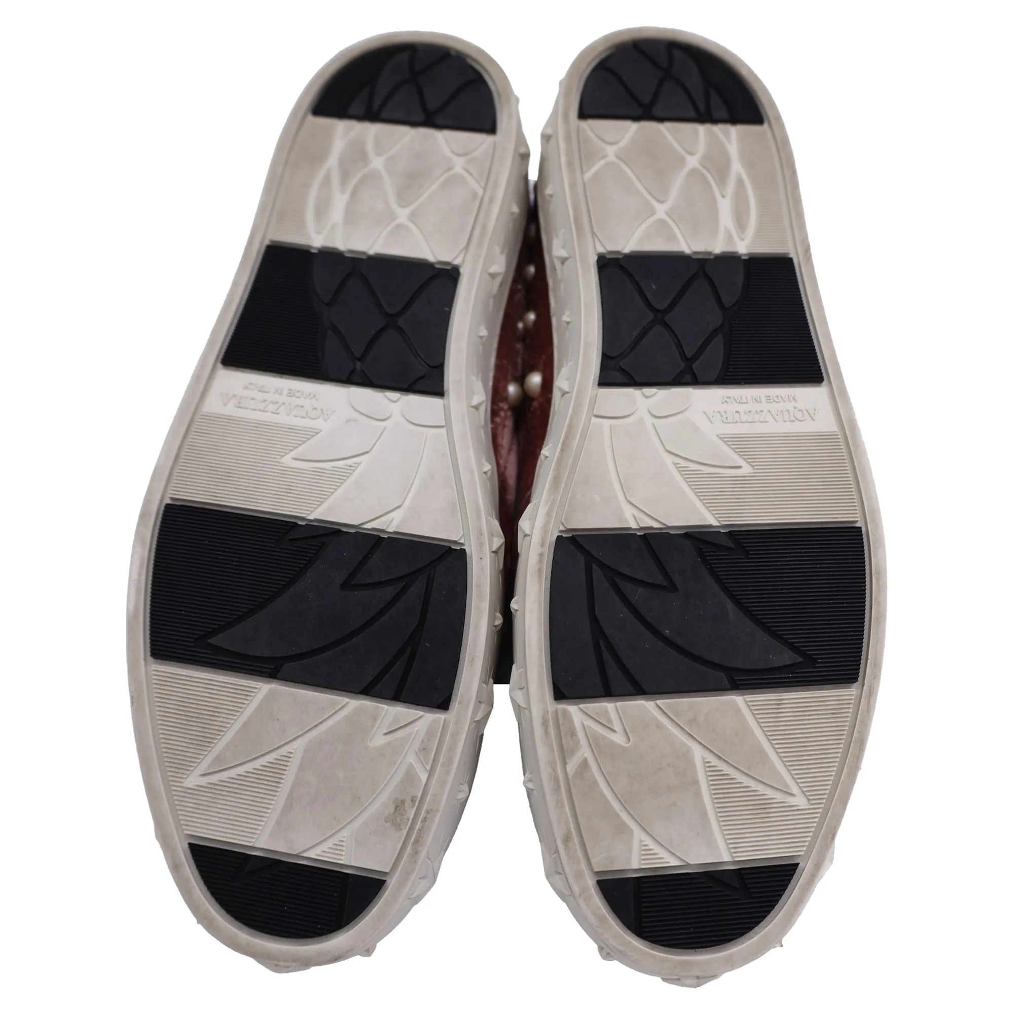 Aquazzura Cosmic Pearls Slip-on Sneakers in Pink Velvet