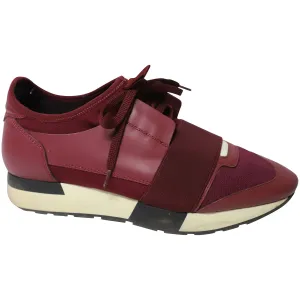 Balenciaga Race Runners in Red Purple Leather