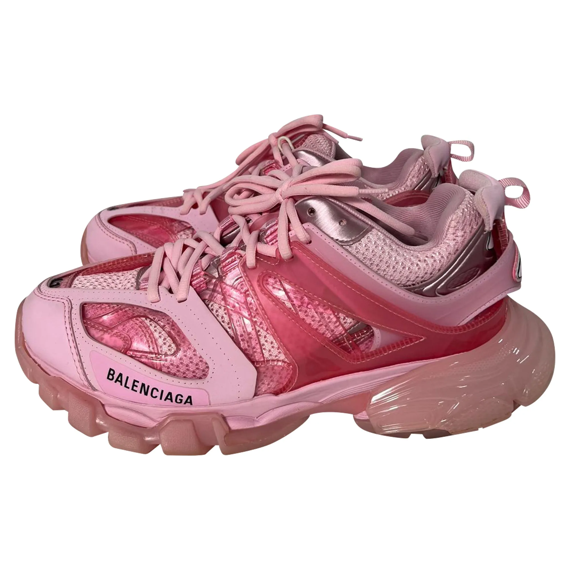 Balenciaga Track Clear Sole Sneakers in Pink Polyurethane