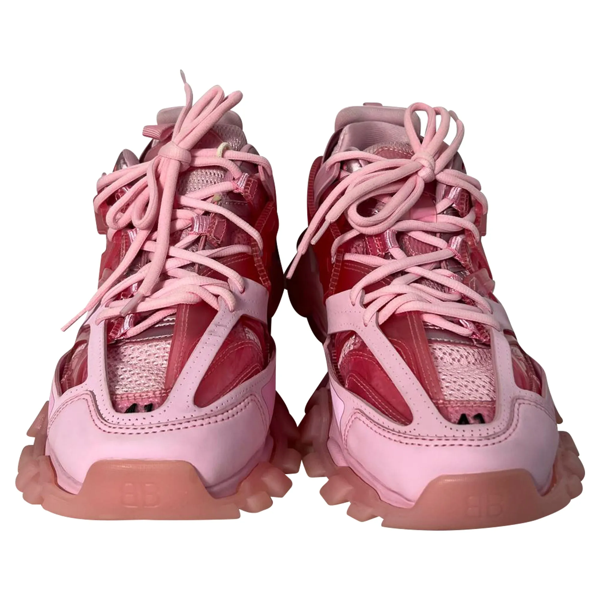 Balenciaga Track Clear Sole Sneakers in Pink Polyurethane