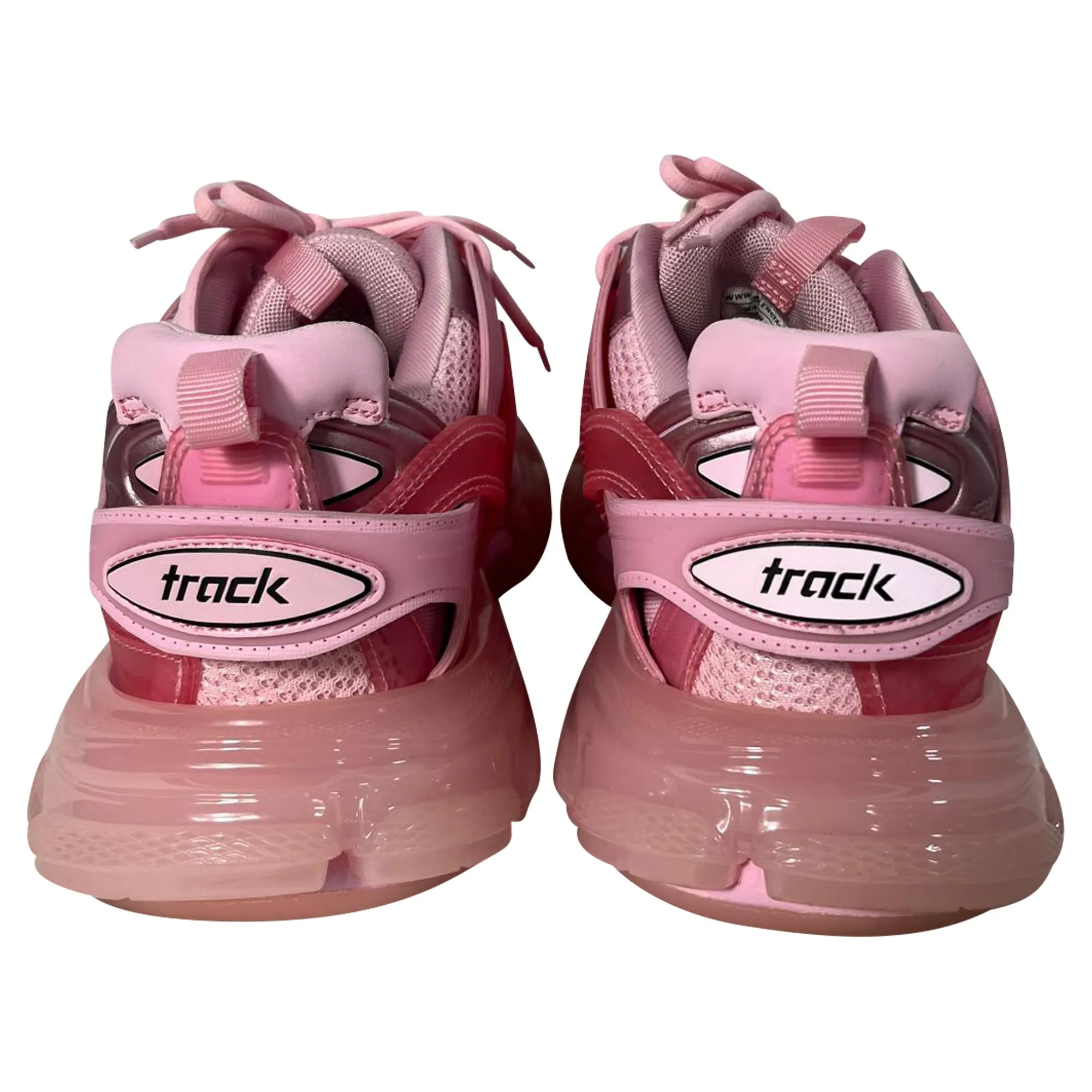 Balenciaga Track Clear Sole Sneakers in Pink Polyurethane