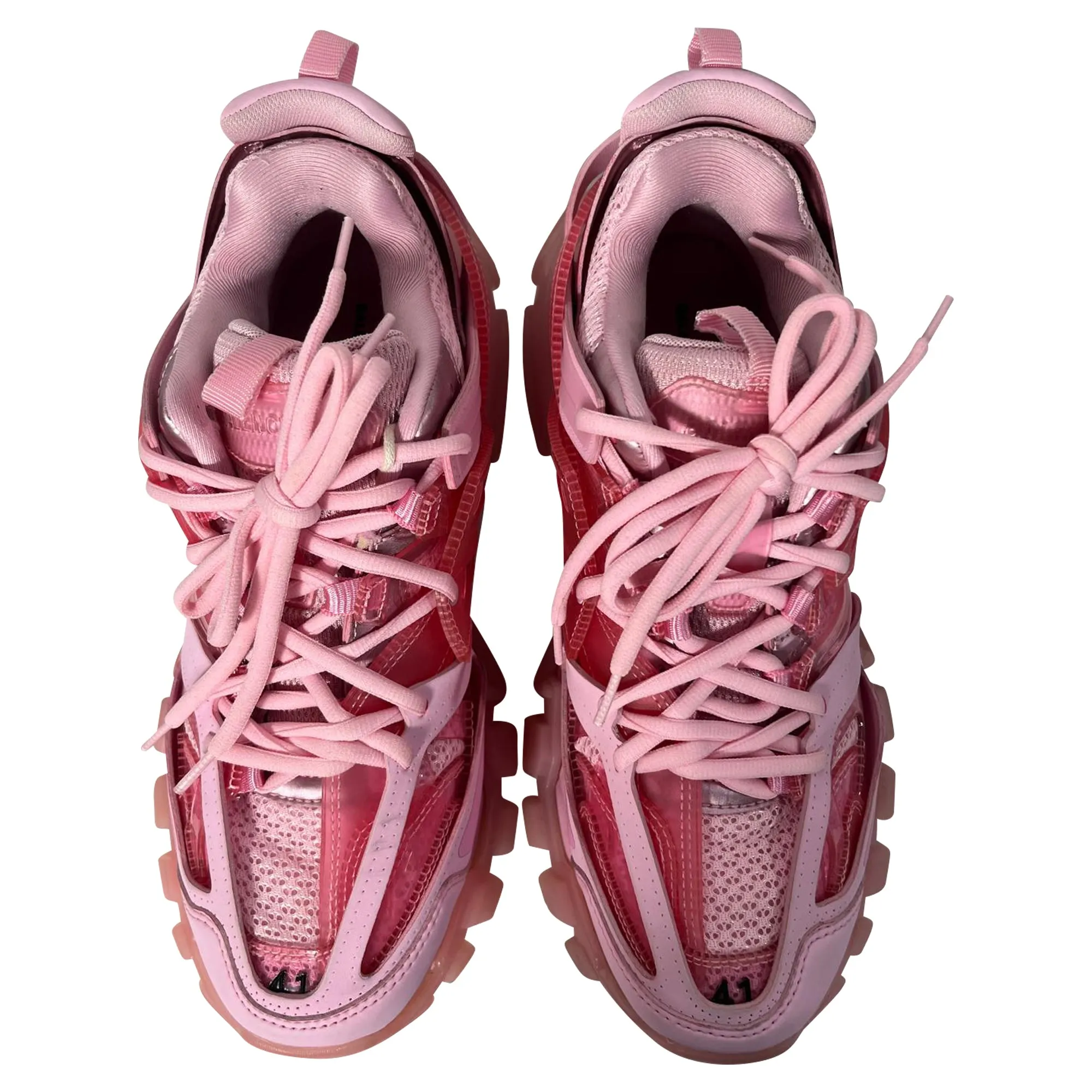 Balenciaga Track Clear Sole Sneakers in Pink Polyurethane