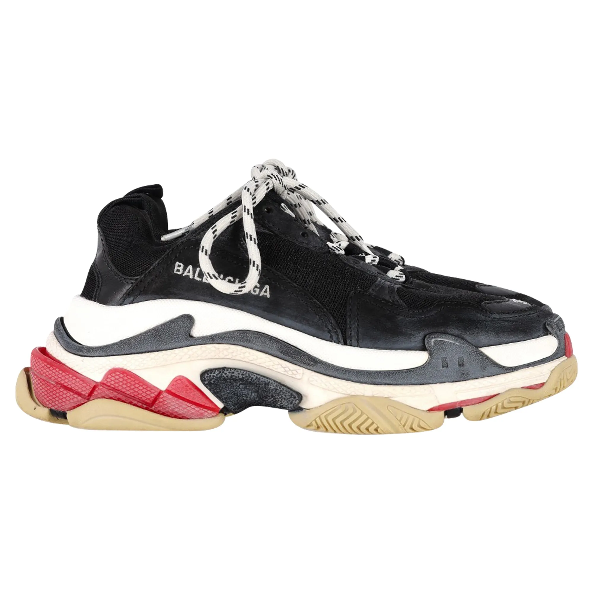 Balenciaga Triple S Sneakers in Black White Red Polyester