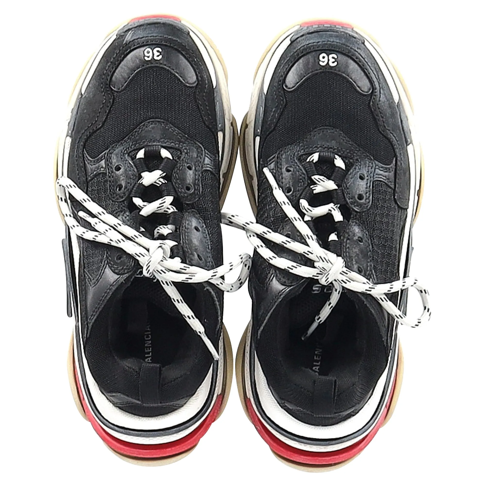 Balenciaga Triple S Sneakers in Black White Red Polyester