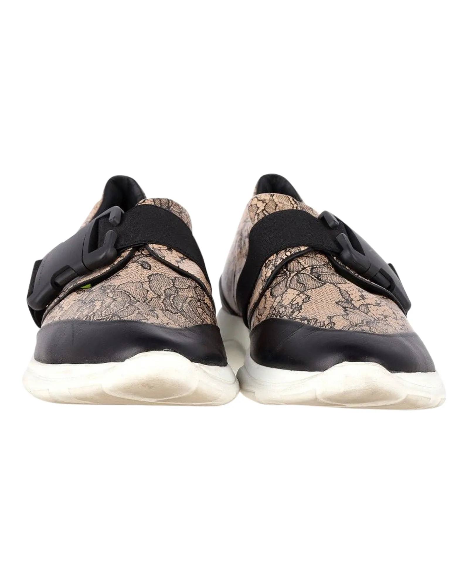 Christopher Kane Lace Pattern Sneakers in Beige Leather