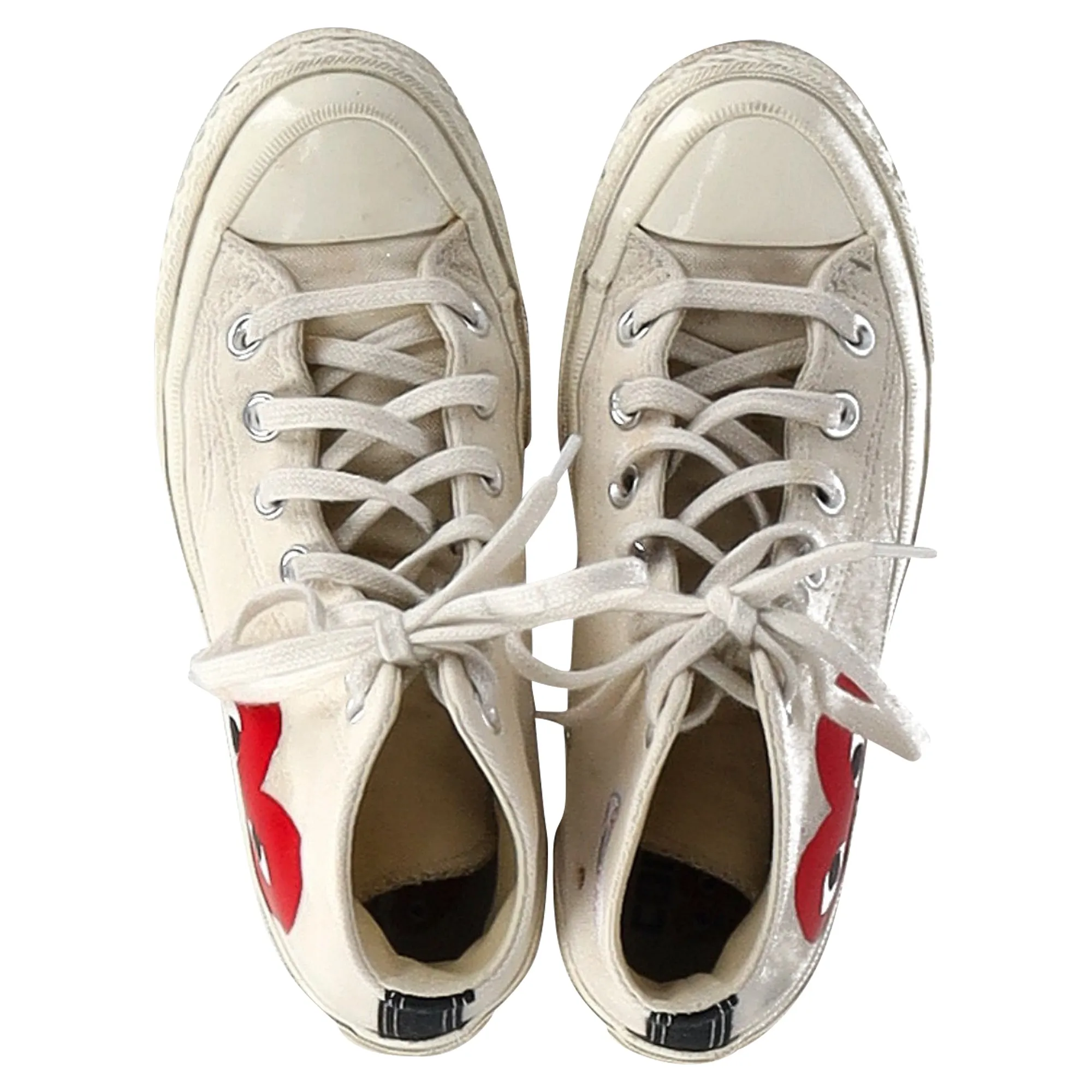 Converse x Comme des Garons Play 70 Chuck Taylor High Cut Sneakers in Cream Canvas