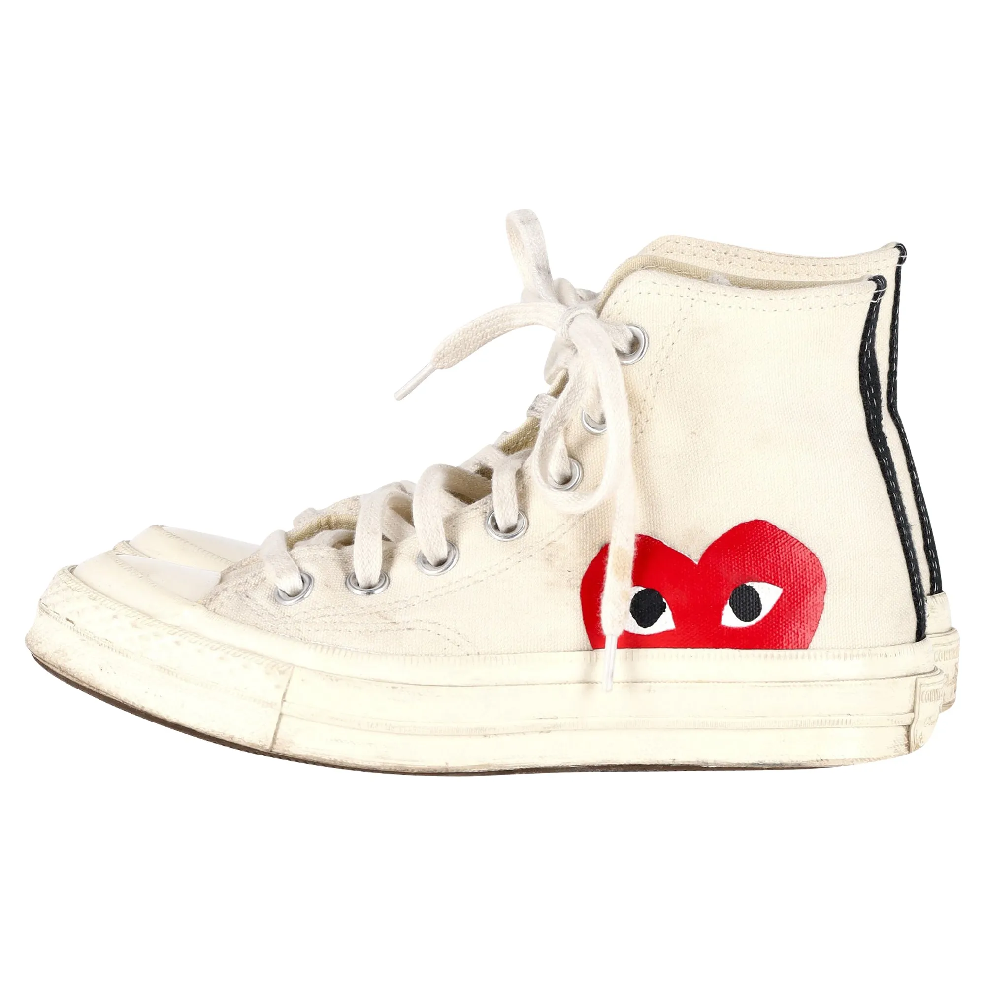 Converse x Comme des Garons Play 70 Chuck Taylor High Cut Sneakers in Cream Canvas