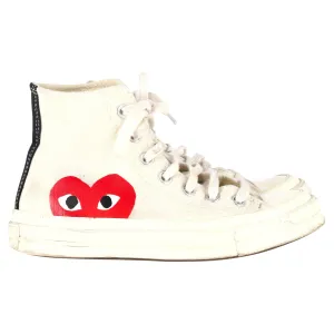 Converse x Comme des Garons Play 70 Chuck Taylor High Cut Sneakers in Cream Canvas