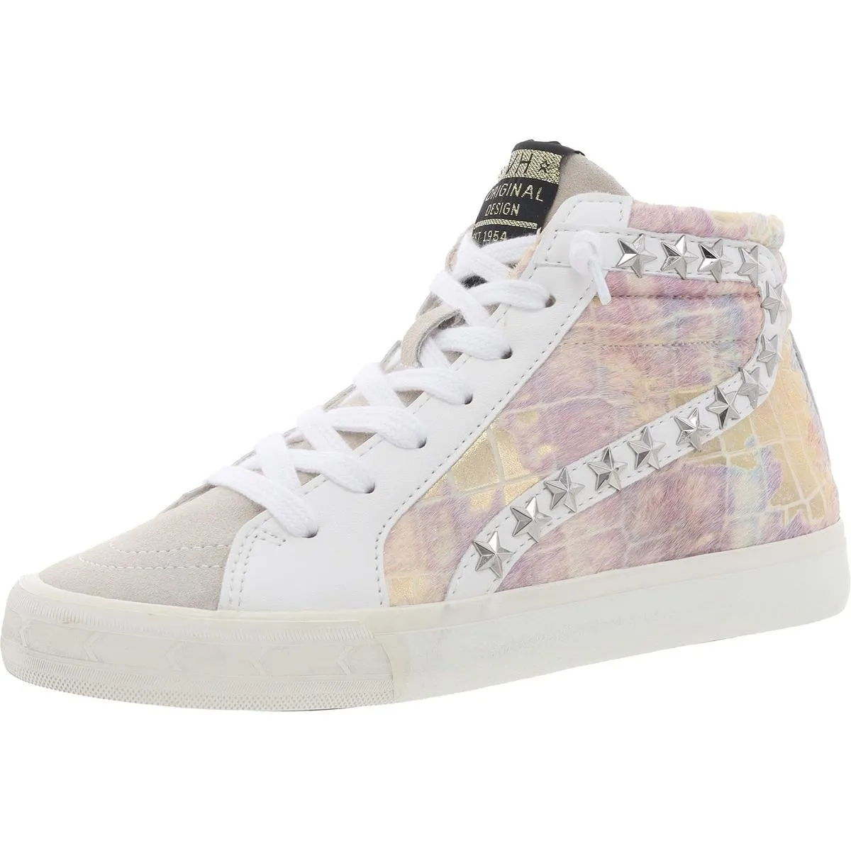 CRAME Womens Mixed Media Leather Casual And Fashion Sneakers