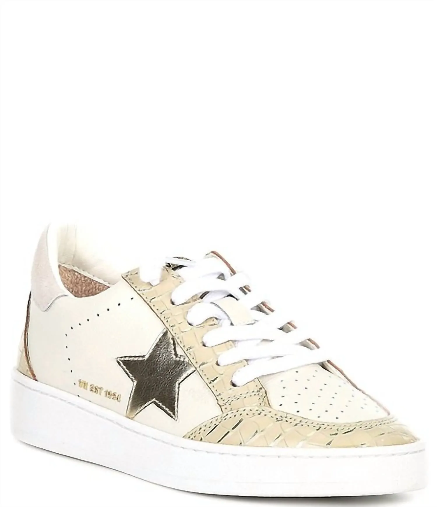 Denisse Women's Sneaker In White/ Blush Crocodile