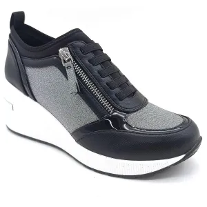 Fiona Womens Glitter Faux Leather Casual And Fashion Sneakers