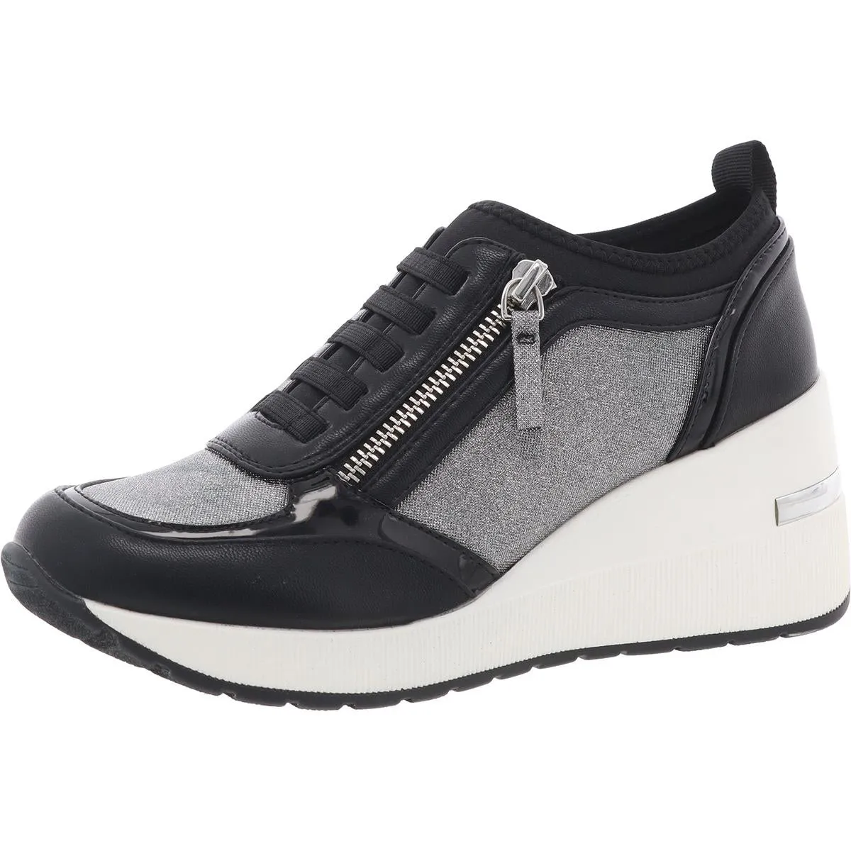 Fiona Womens Glitter Faux Leather Casual And Fashion Sneakers