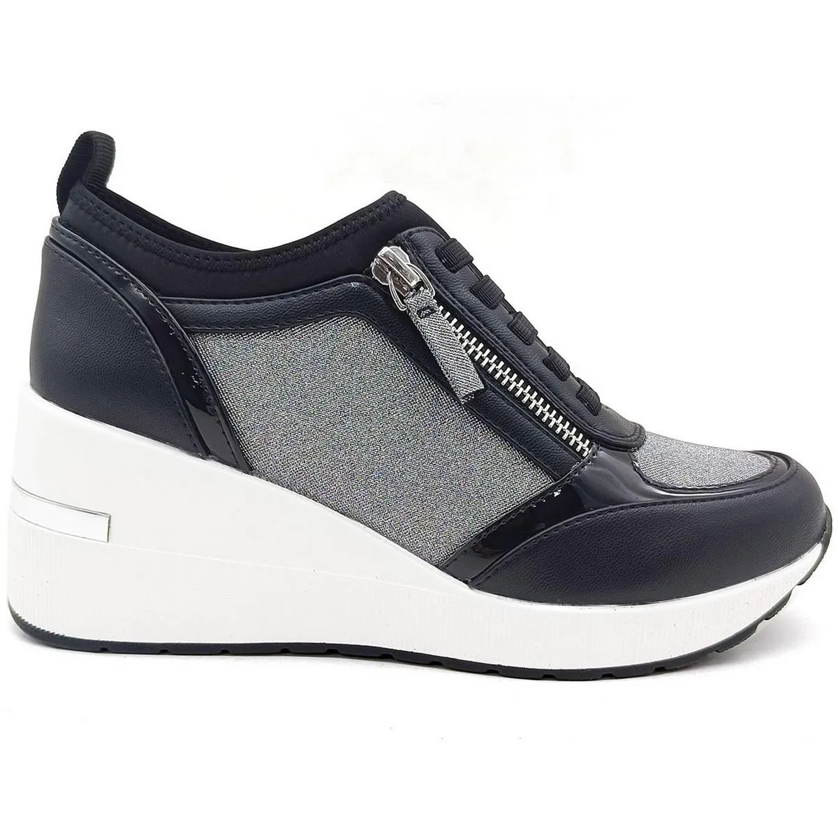 Fiona Womens Glitter Faux Leather Casual And Fashion Sneakers