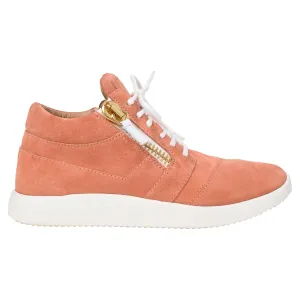 Giuseppe Zanotti Lace-Up High-Top Sneakers in Coral Suede