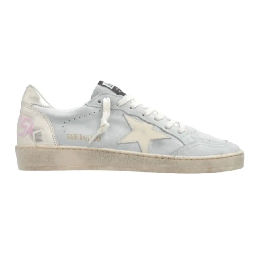 Golden Goose Ball Star Grey Star and Metallic Silver Heel Tab Women's Sneakers