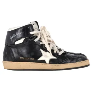 Golden Goose Sky-Star High-Top Sneakers in Black Leather