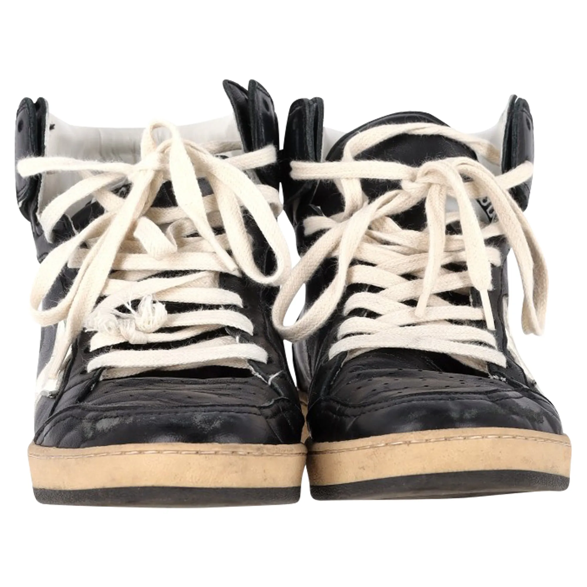 Golden Goose Sky-Star High-Top Sneakers in Black Leather