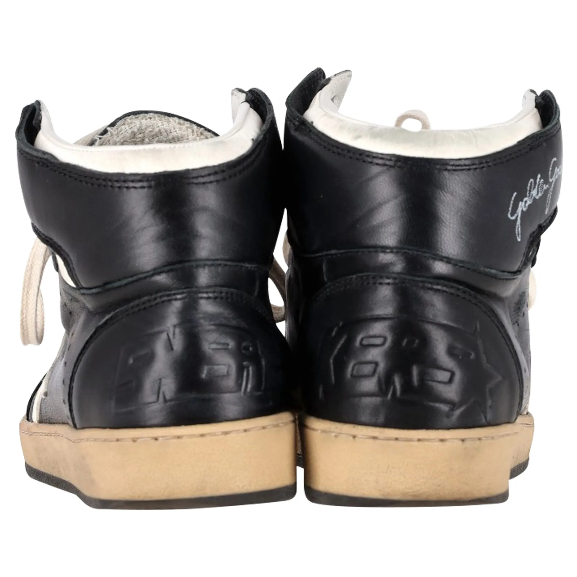 Golden Goose Sky-Star High-Top Sneakers in Black Leather