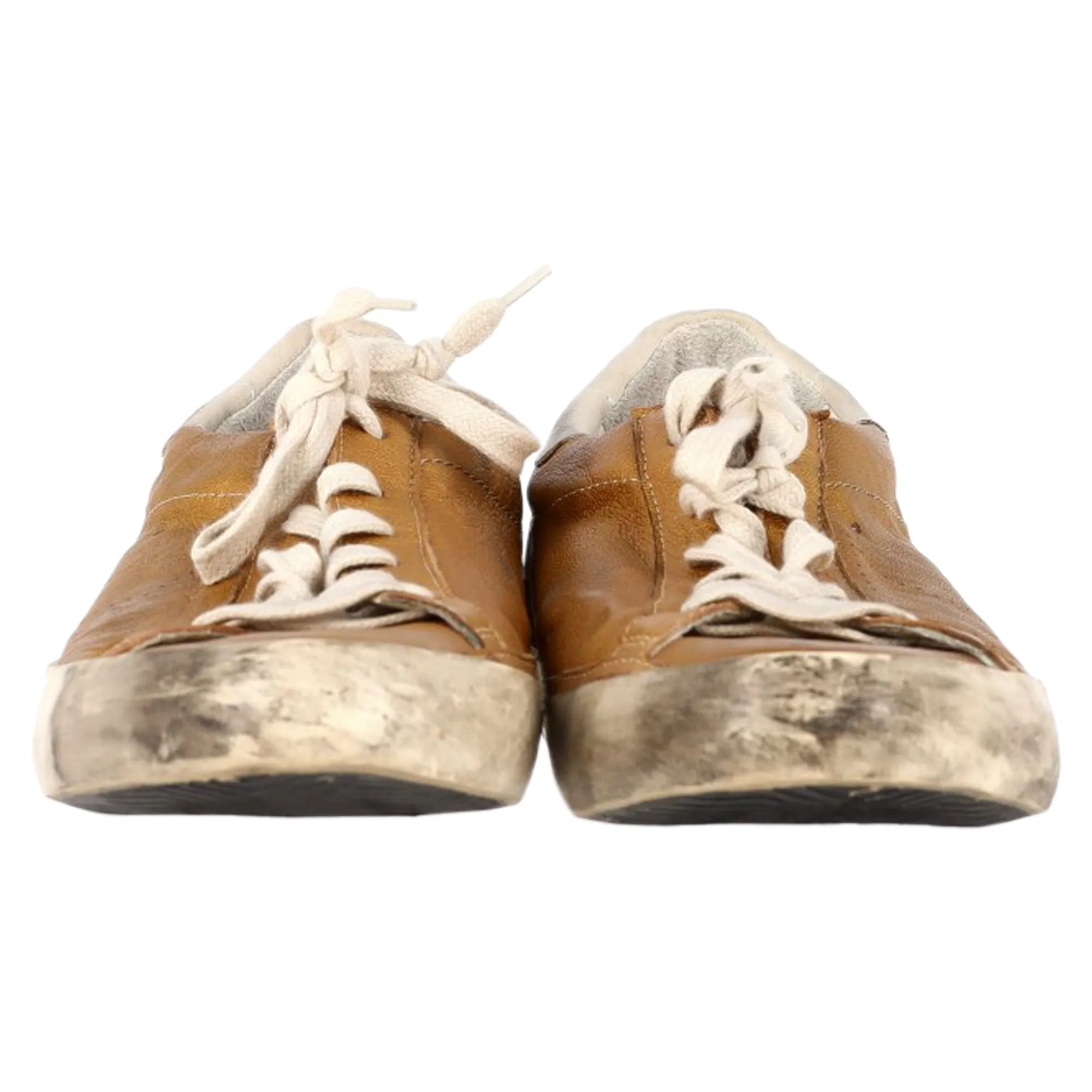 Golden Goose Superstar Perforated Sneakers in Gold Leather