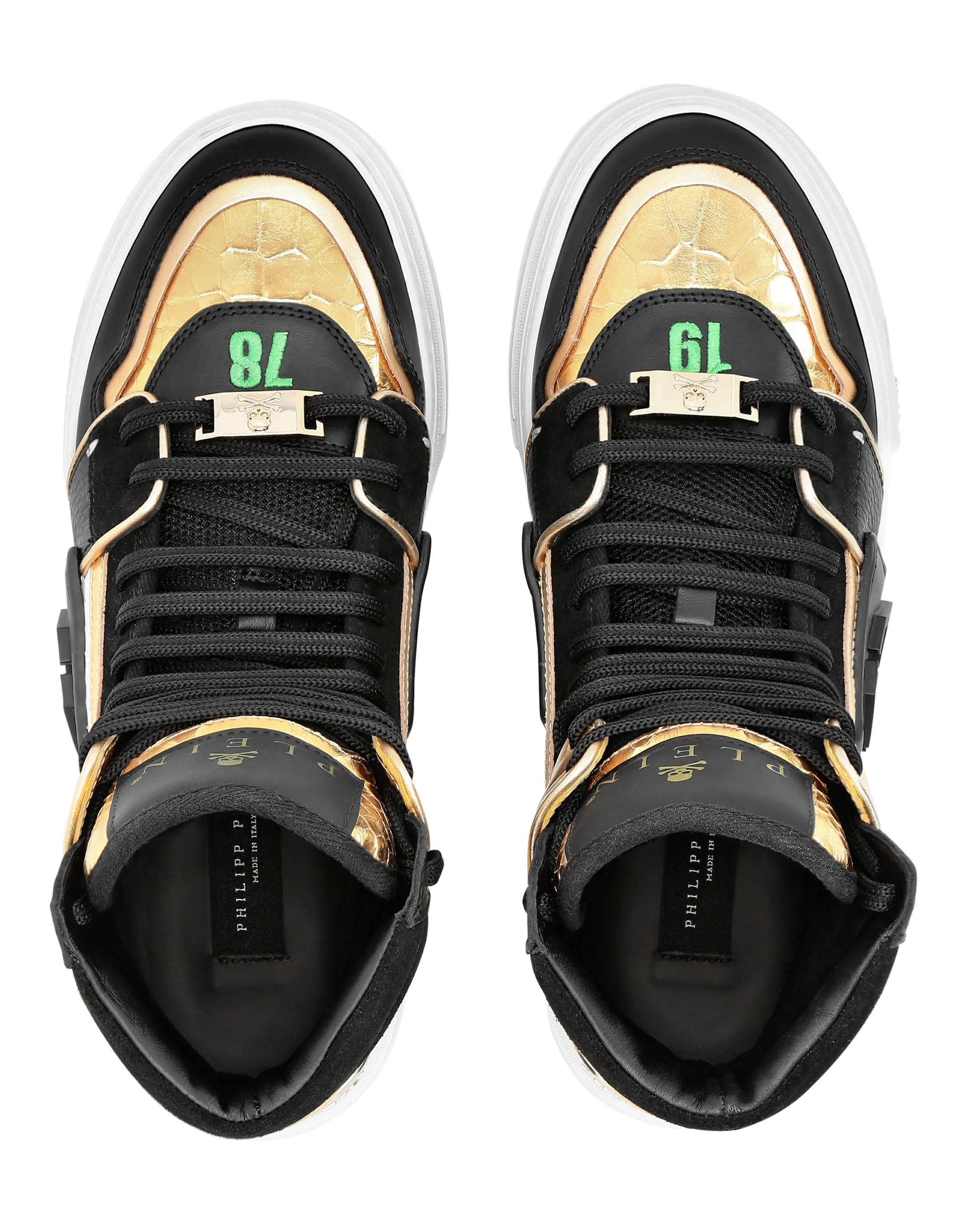 HI-TOP SNEAKERS PHANTOM KICK$ PYTHON GOLD HEXAGON