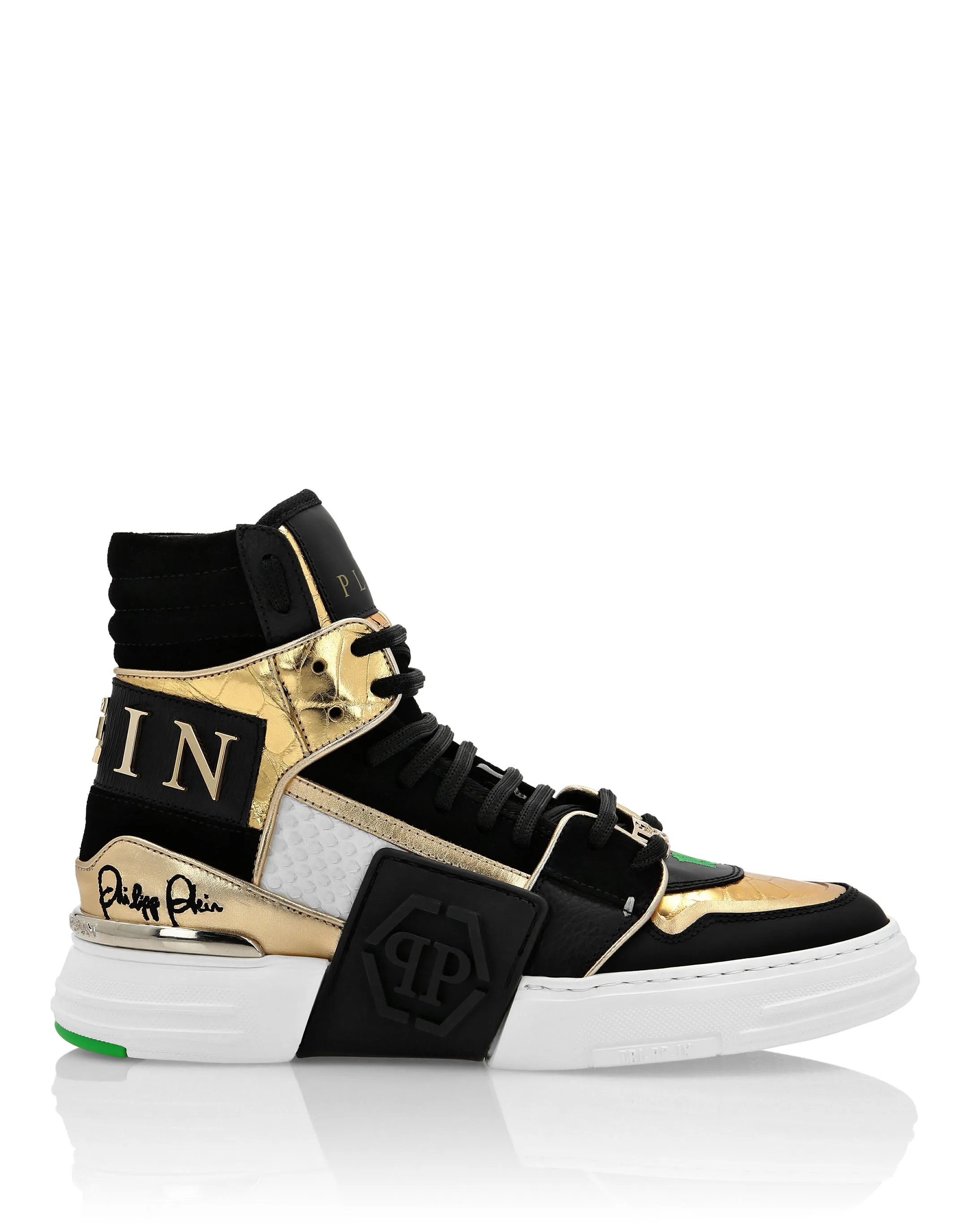 HI-TOP SNEAKERS PHANTOM KICK$ PYTHON GOLD HEXAGON
