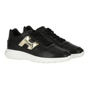 Hogan Womens Black/Gold Sneaker