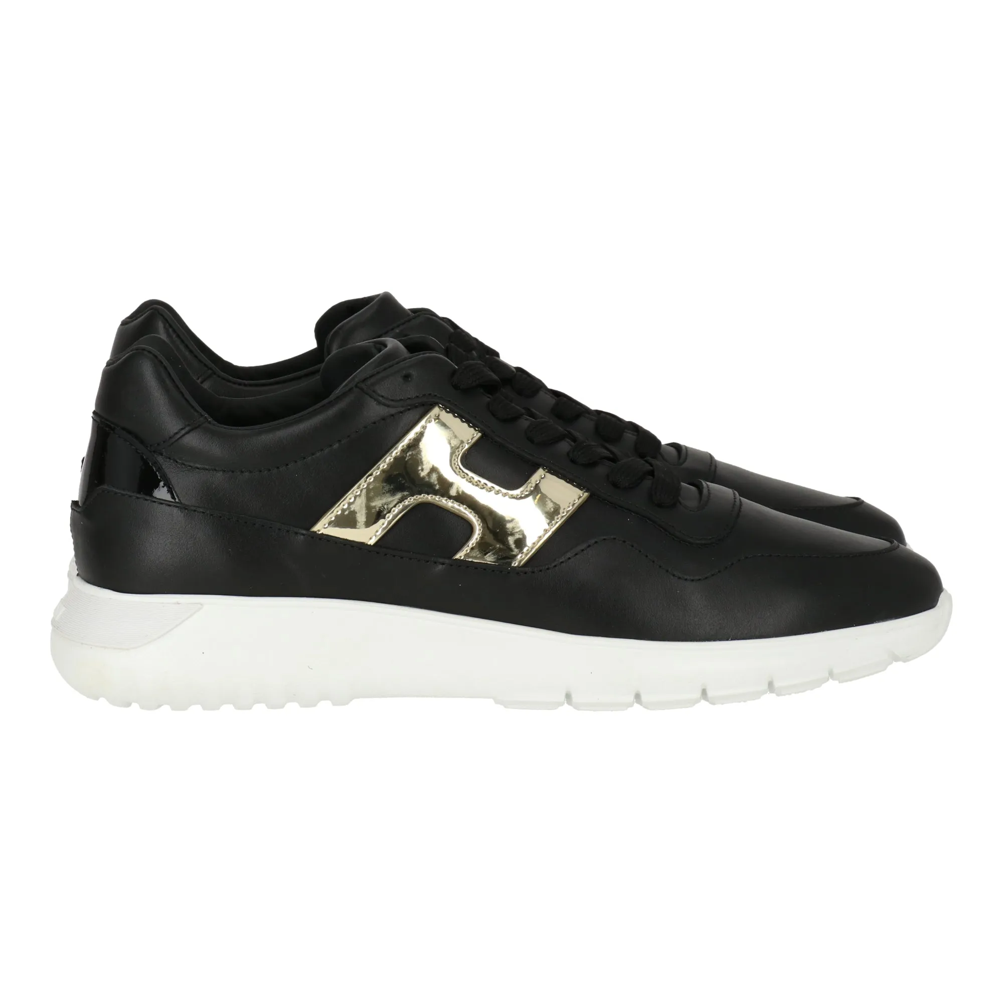 Hogan Womens Black/Gold Sneaker