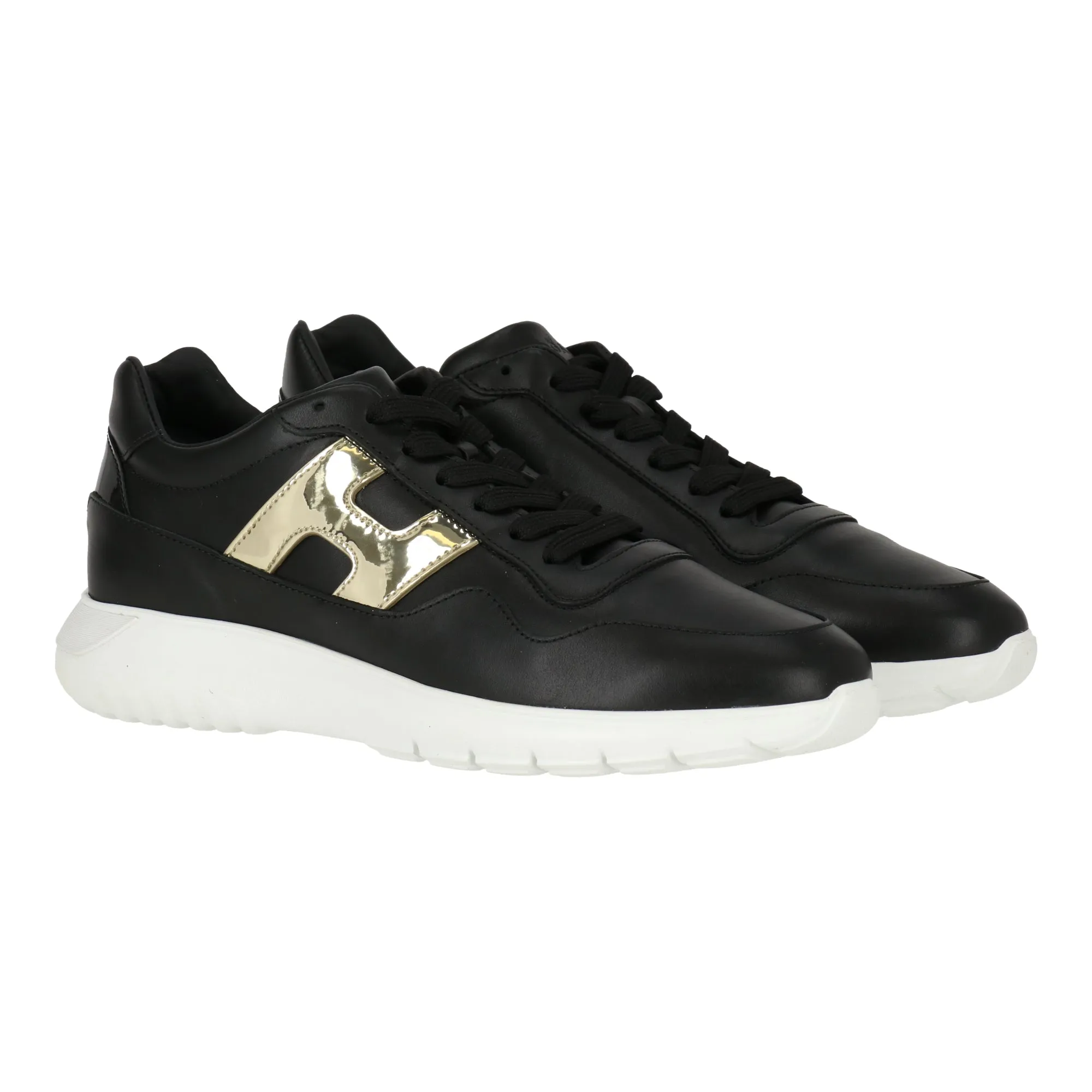 Hogan Womens Black/Gold Sneaker