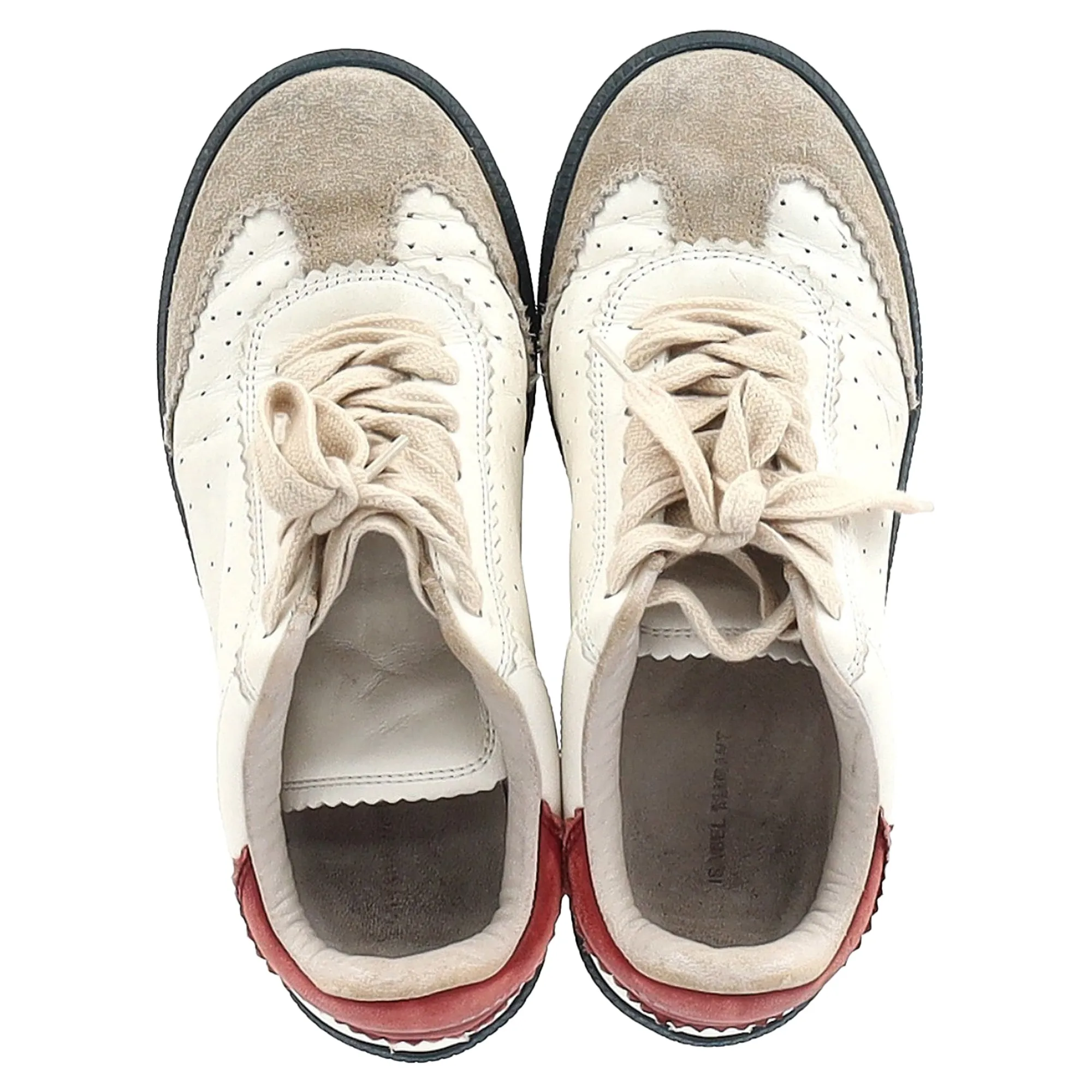 Isabel Marant  Bryce Lace-Up Sneakers in White Leather and Suede