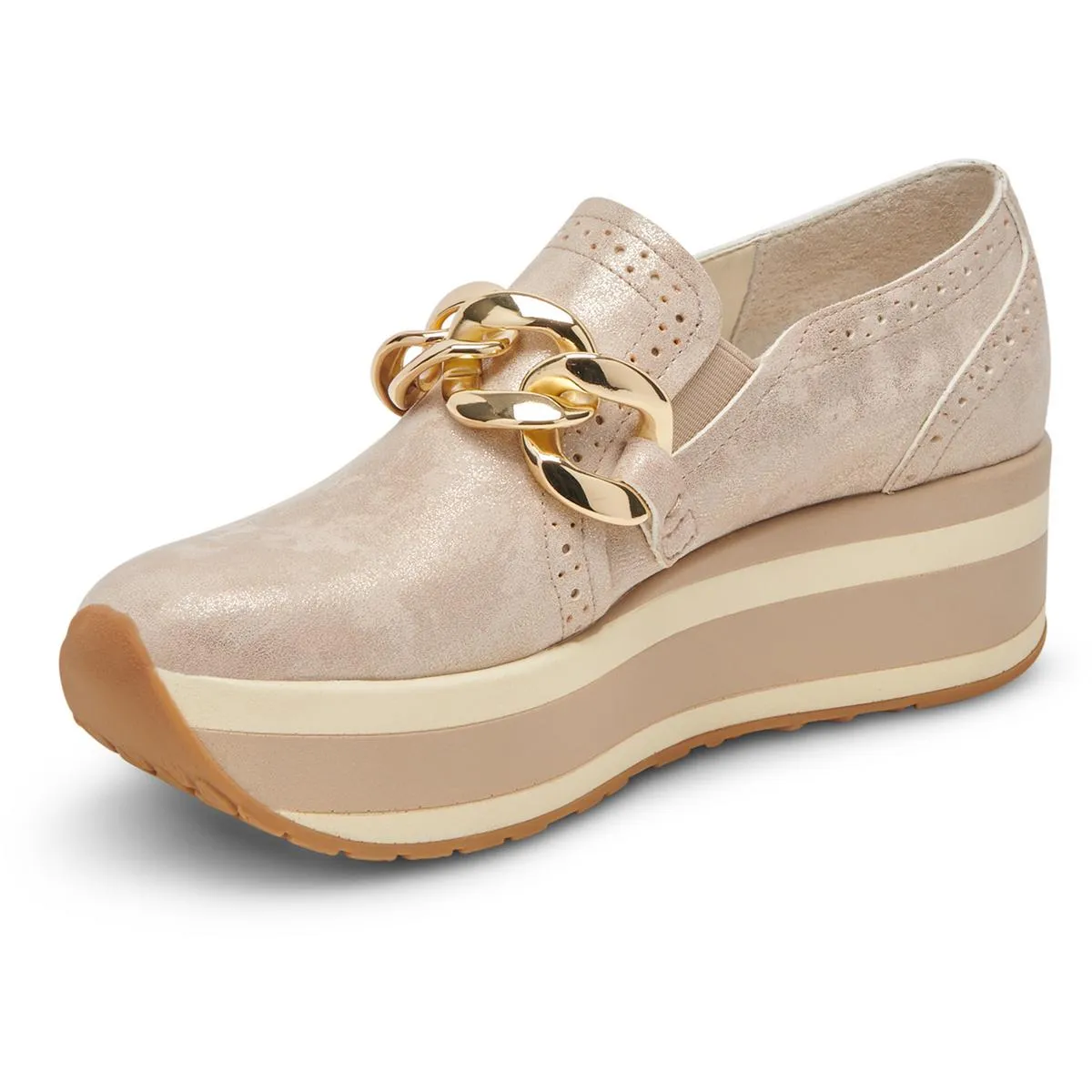 JHENEE Womens Leather Flatform Slip-On Sneakers