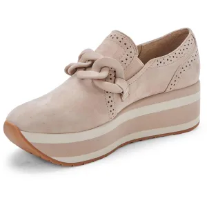 JHENEE Womens Leather Flatform Slip-On Sneakers