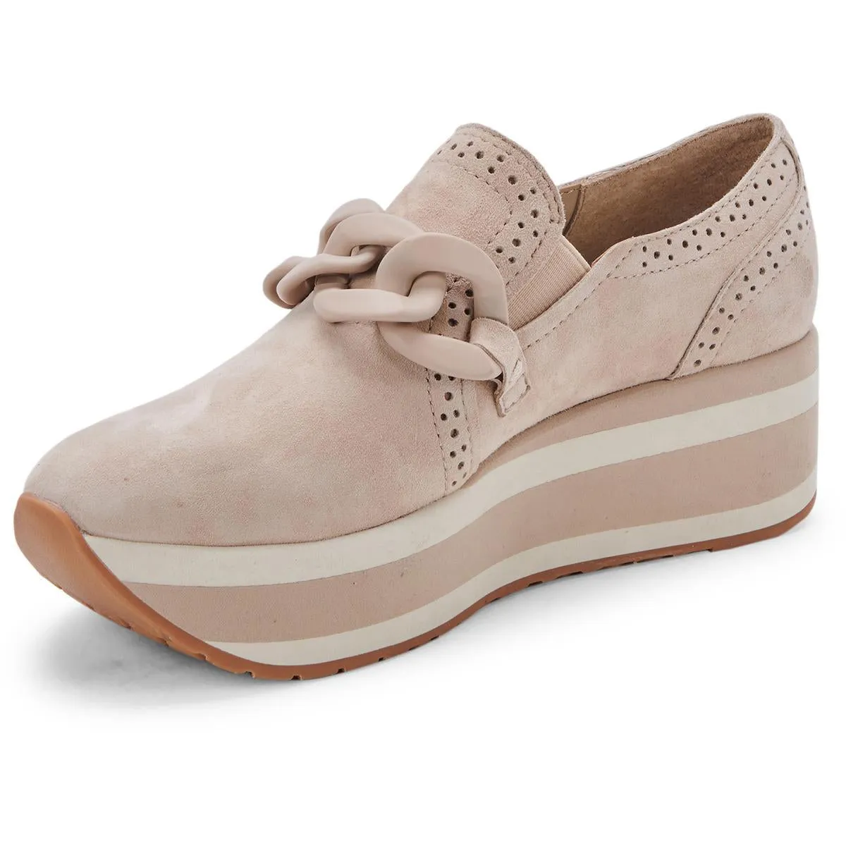 JHENEE Womens Leather Flatform Slip-On Sneakers