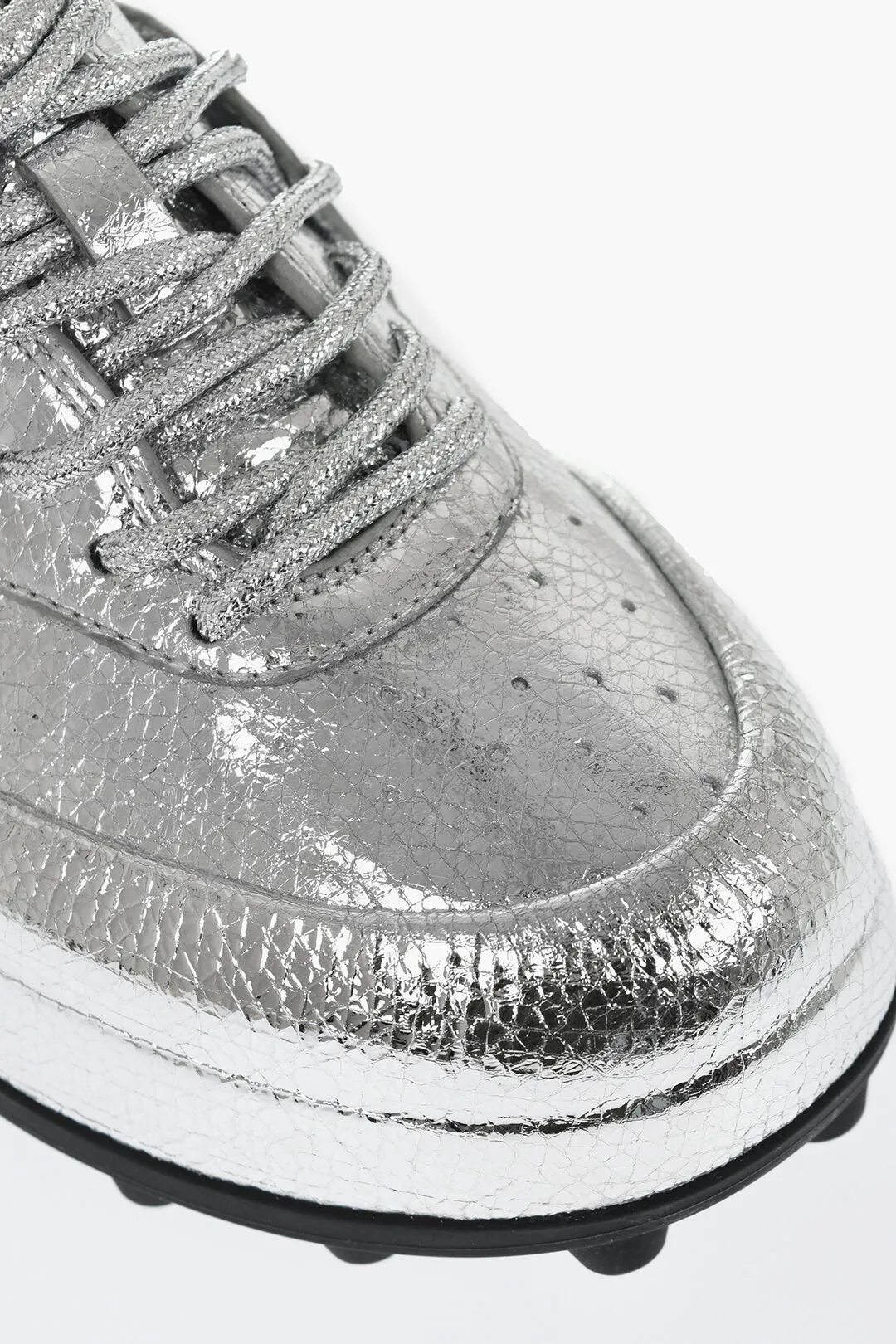 Jil Sander Textured Lam Leather Lcae-Up Sneakers