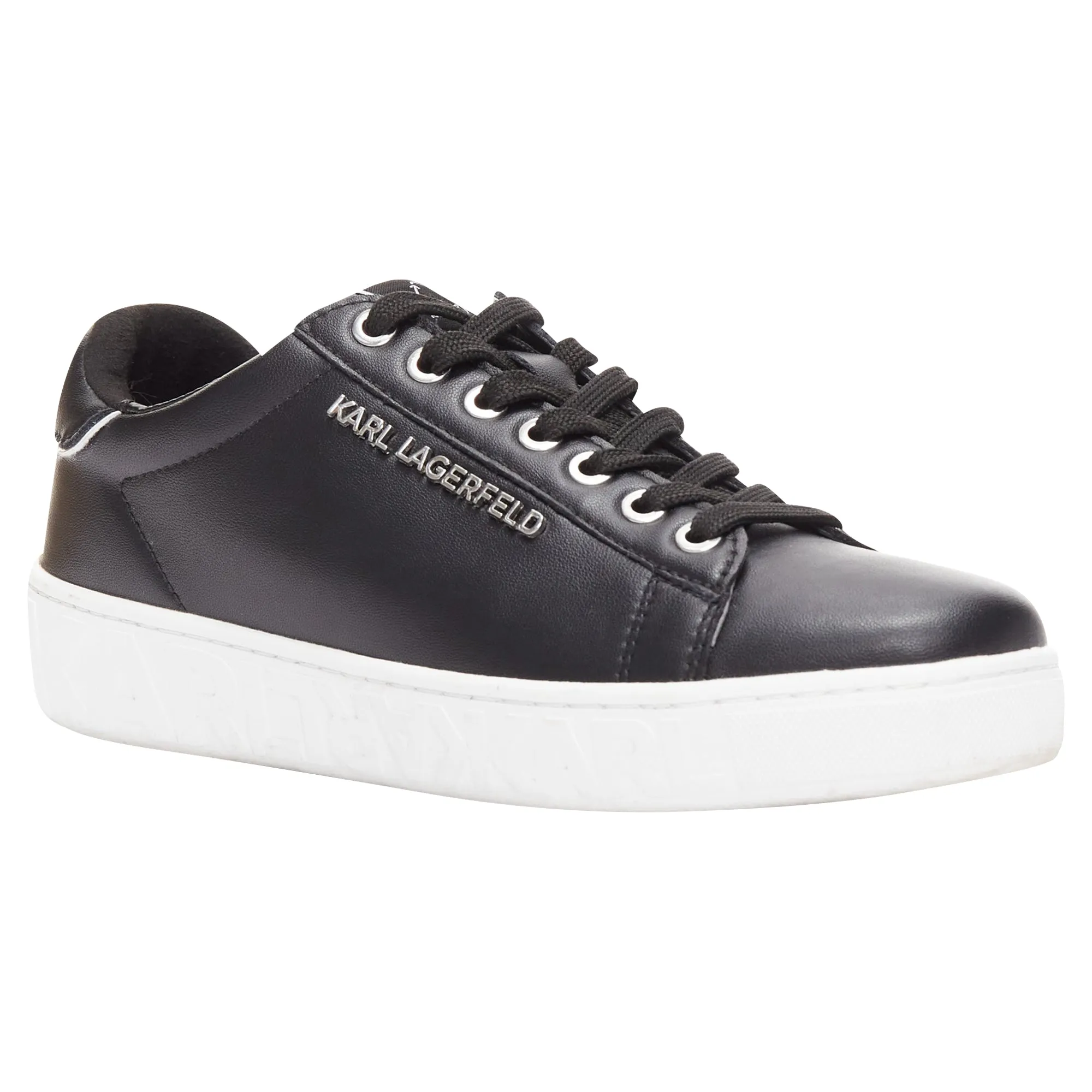 Karl Lagerfeld Leather Silver Logo Chunky Lace Up Sneakers