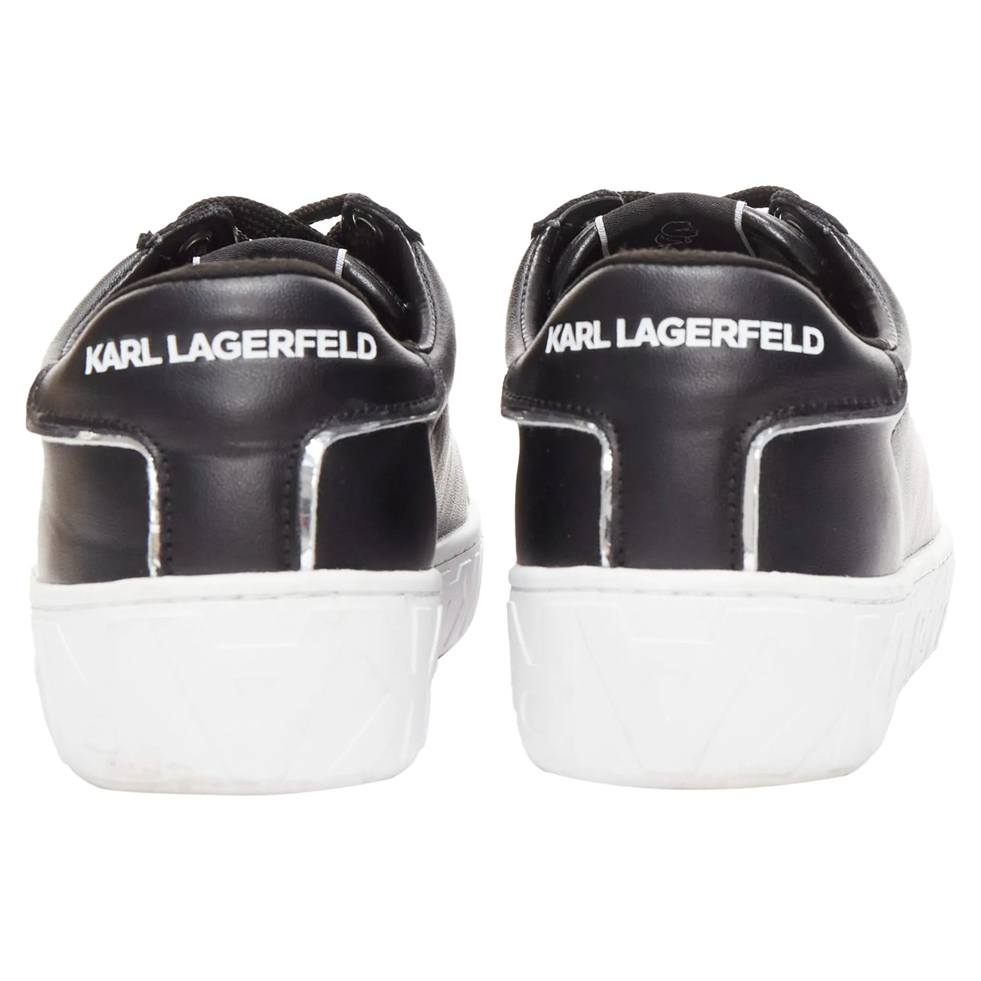 Karl Lagerfeld Leather Silver Logo Chunky Lace Up Sneakers