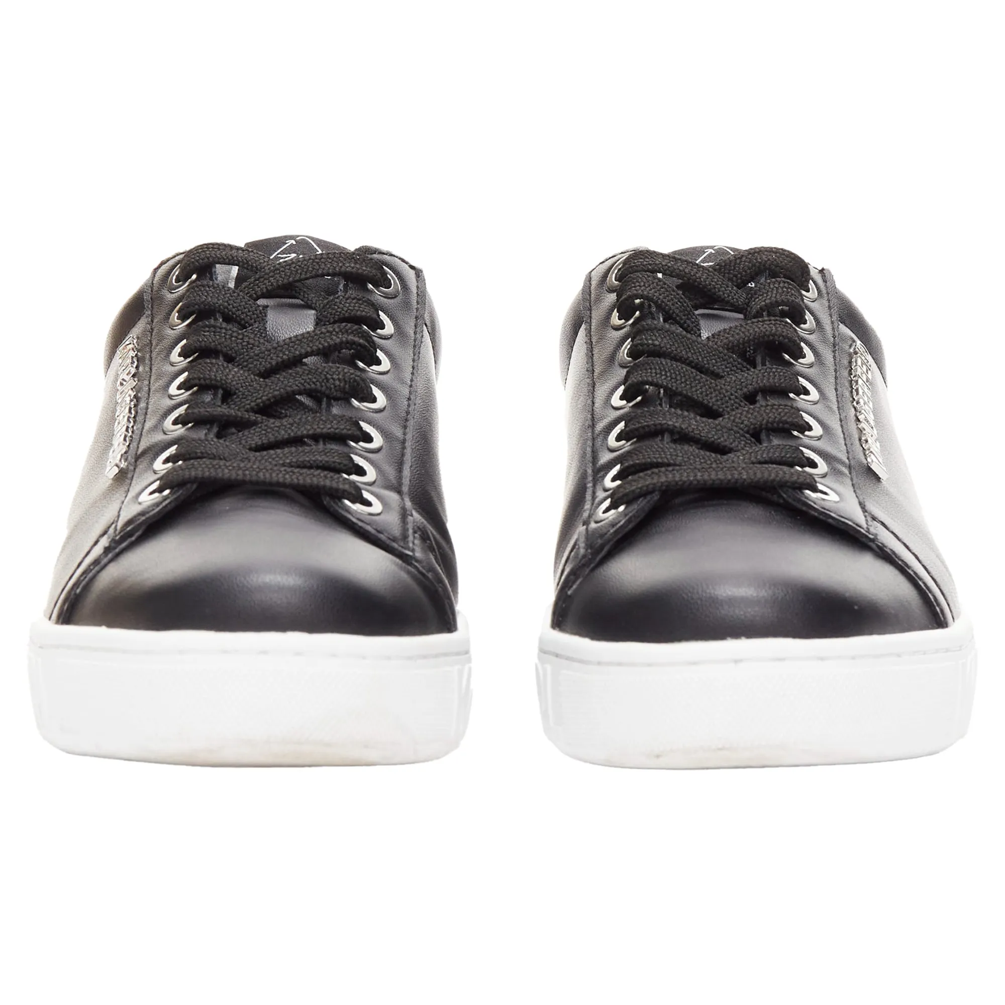 Karl Lagerfeld Leather Silver Logo Chunky Lace Up Sneakers