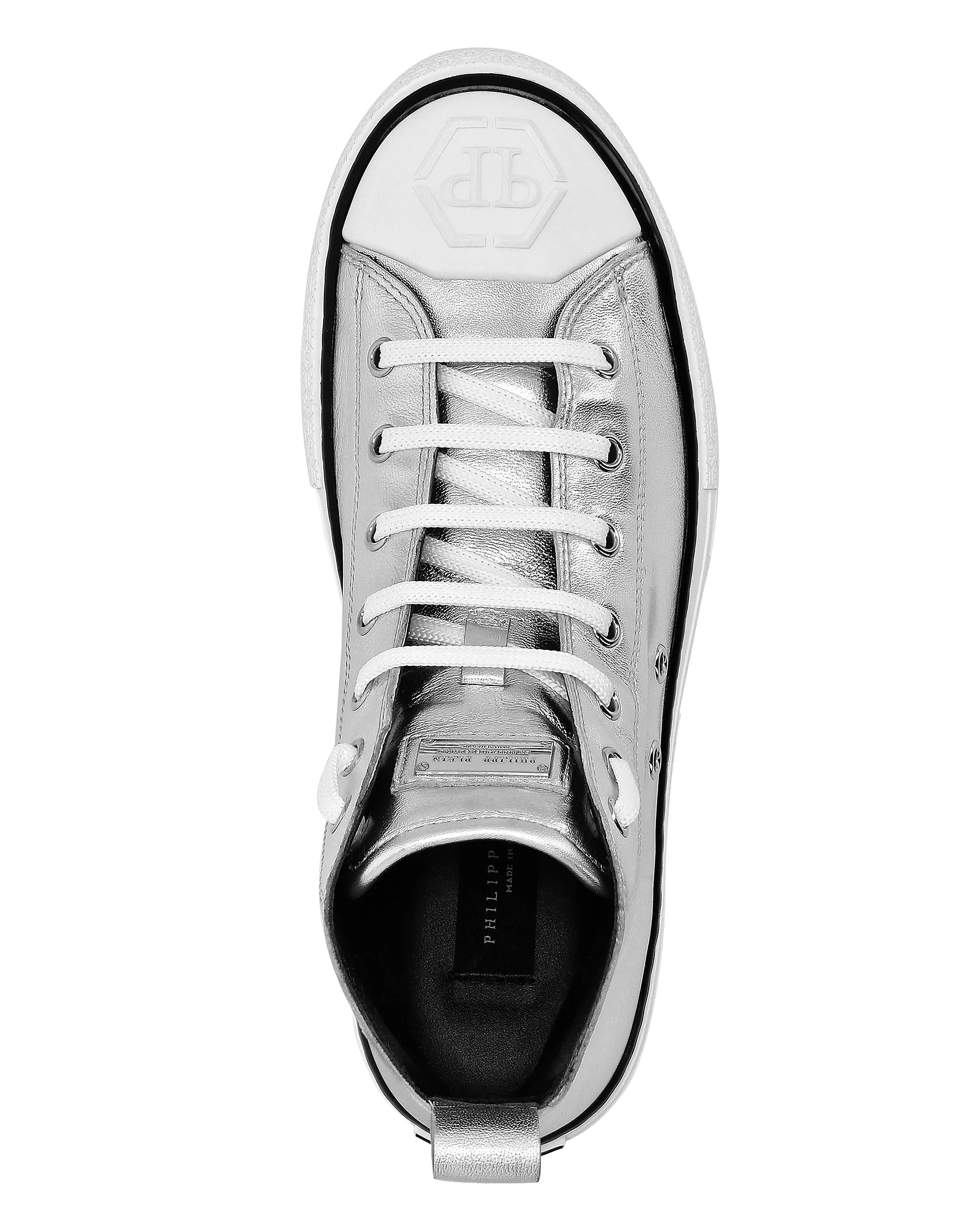 Laminated Leather Hi-Top Sneakers Megastar