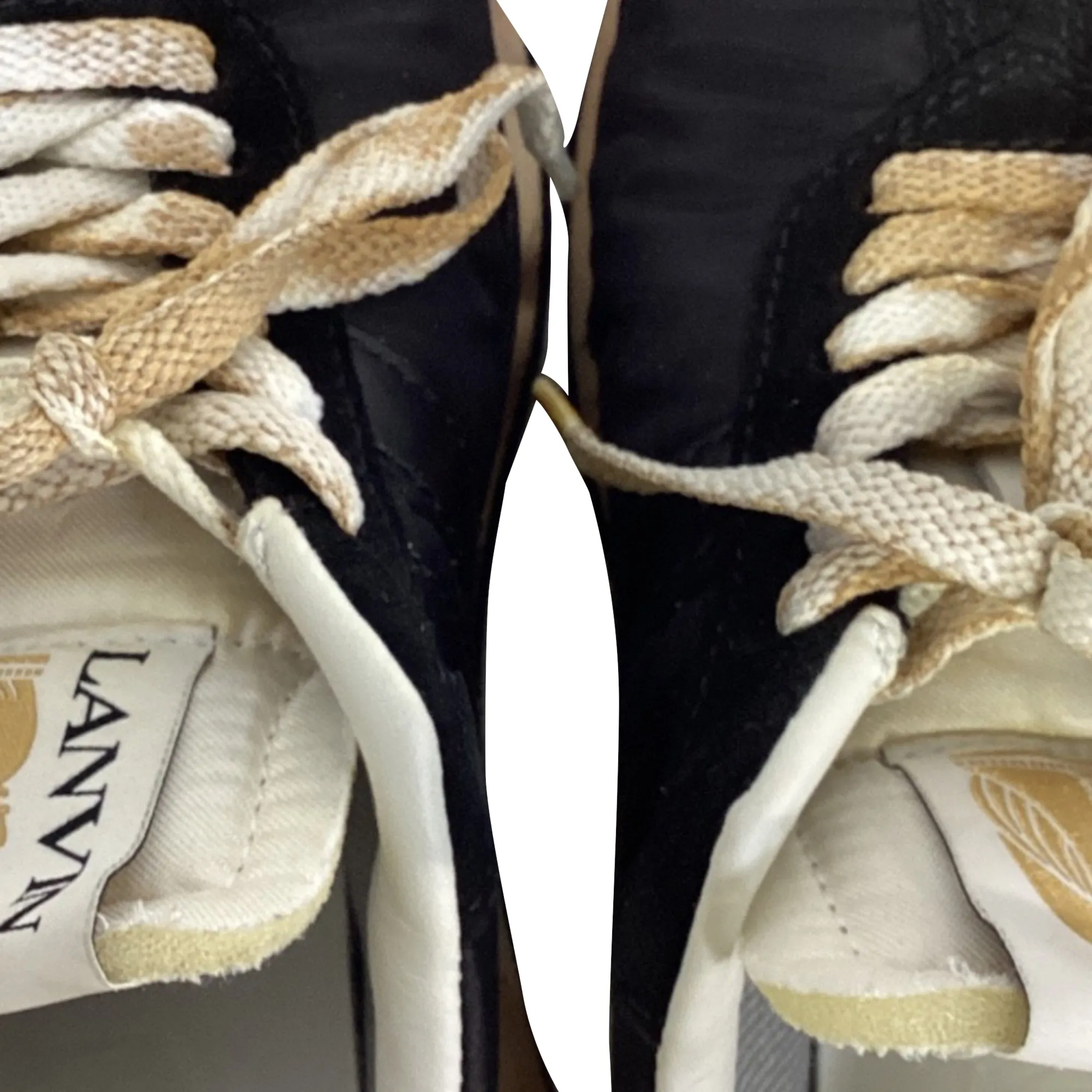 Lanvin Bumper Distressed Sneakers in Black Nylon