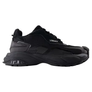 Low Top Sneakers - Versace - Leather - Black