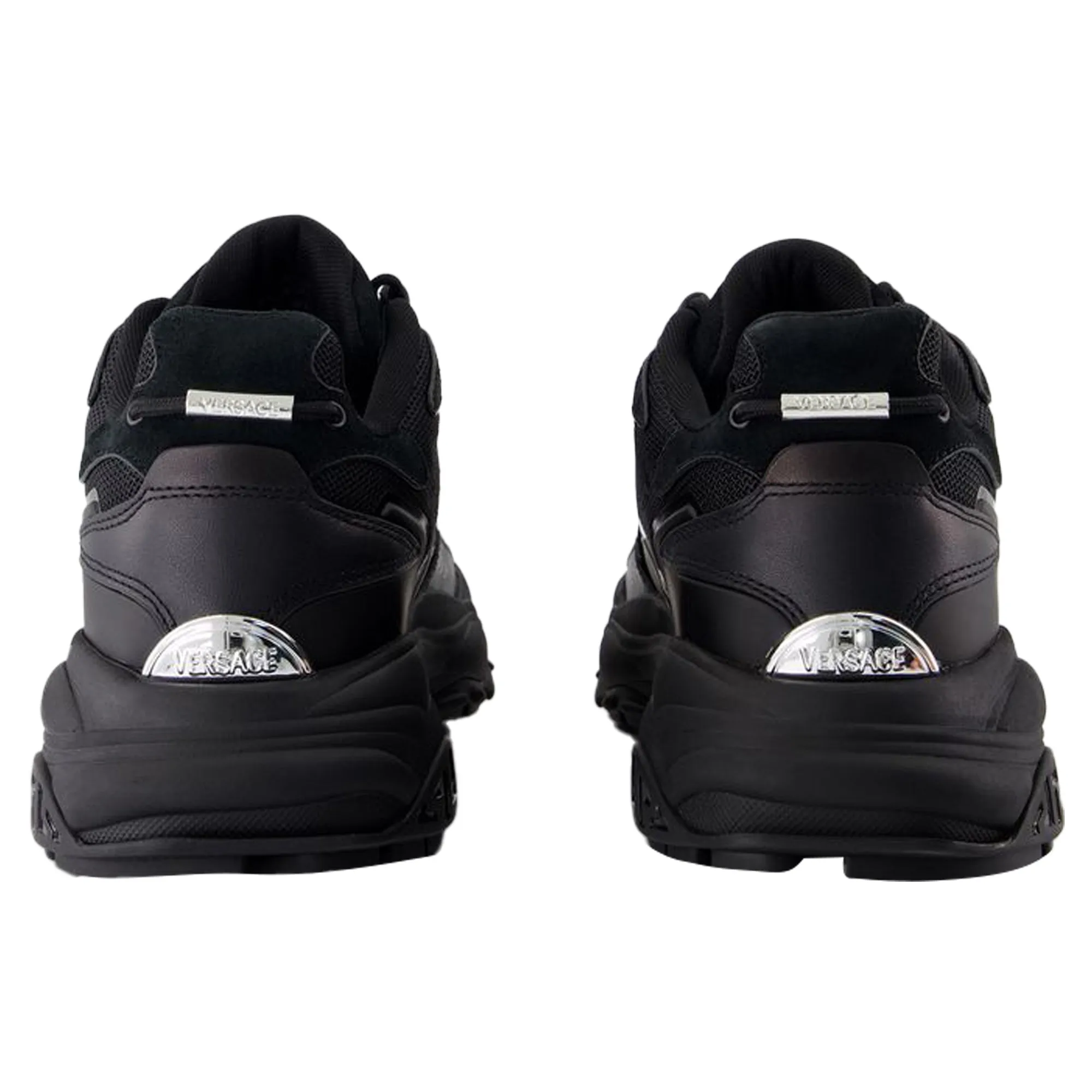 Low Top Sneakers - Versace - Leather - Black