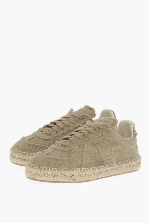 Maison Margiela Mm22 Cotton Low-Top Sneakers With Jute Sole