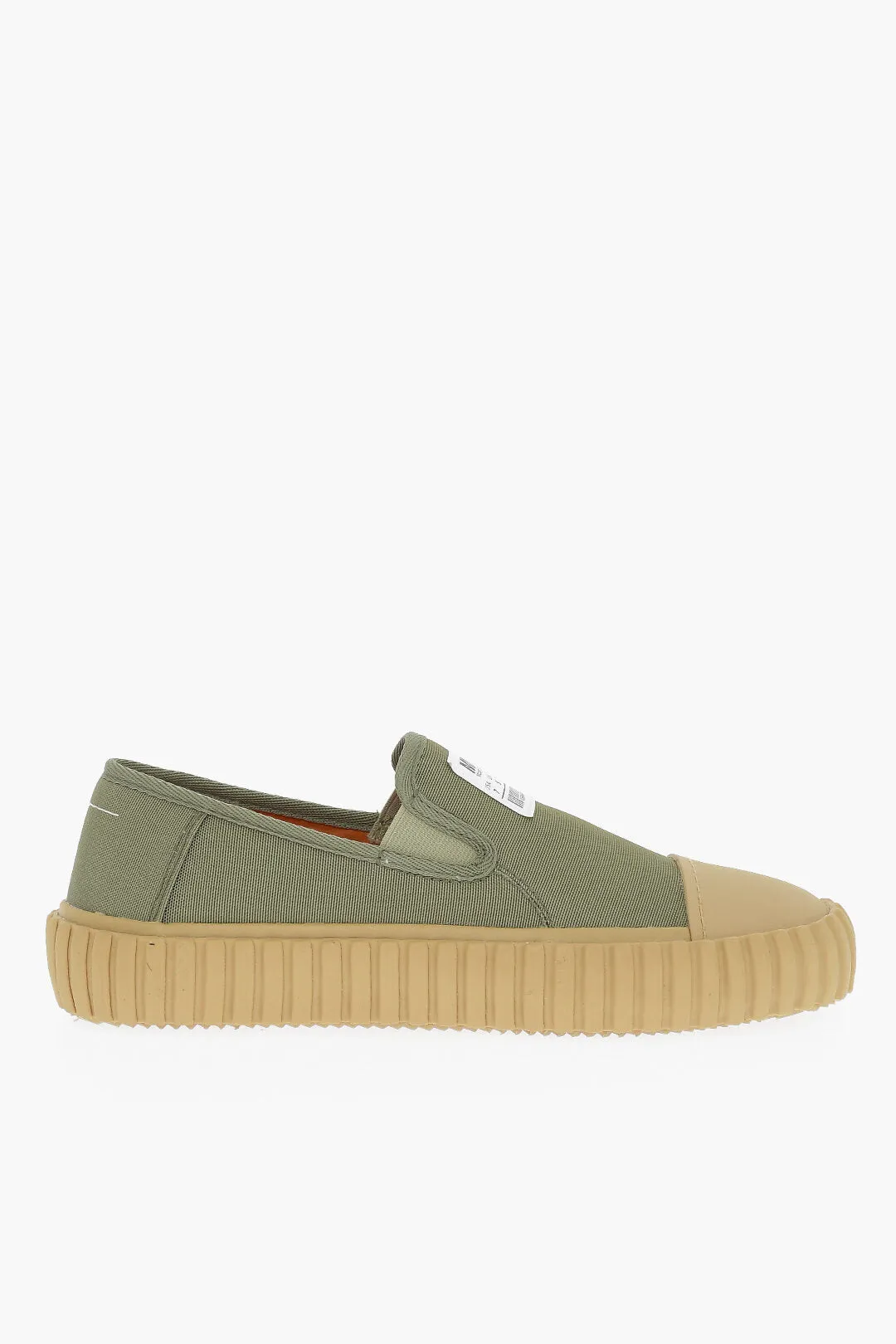Maison Margiela Mm6 Canvas Slip On Sneakers With Contrasting Details