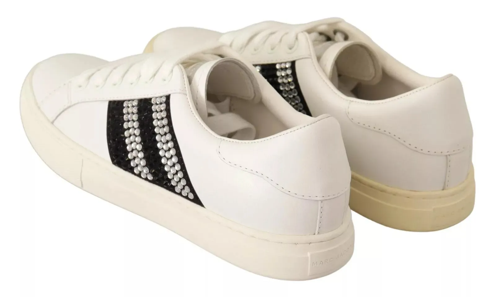 Marc Jacobs Leather Crystal Embellished Sneakers Women's Shoes (Pre-Owned)