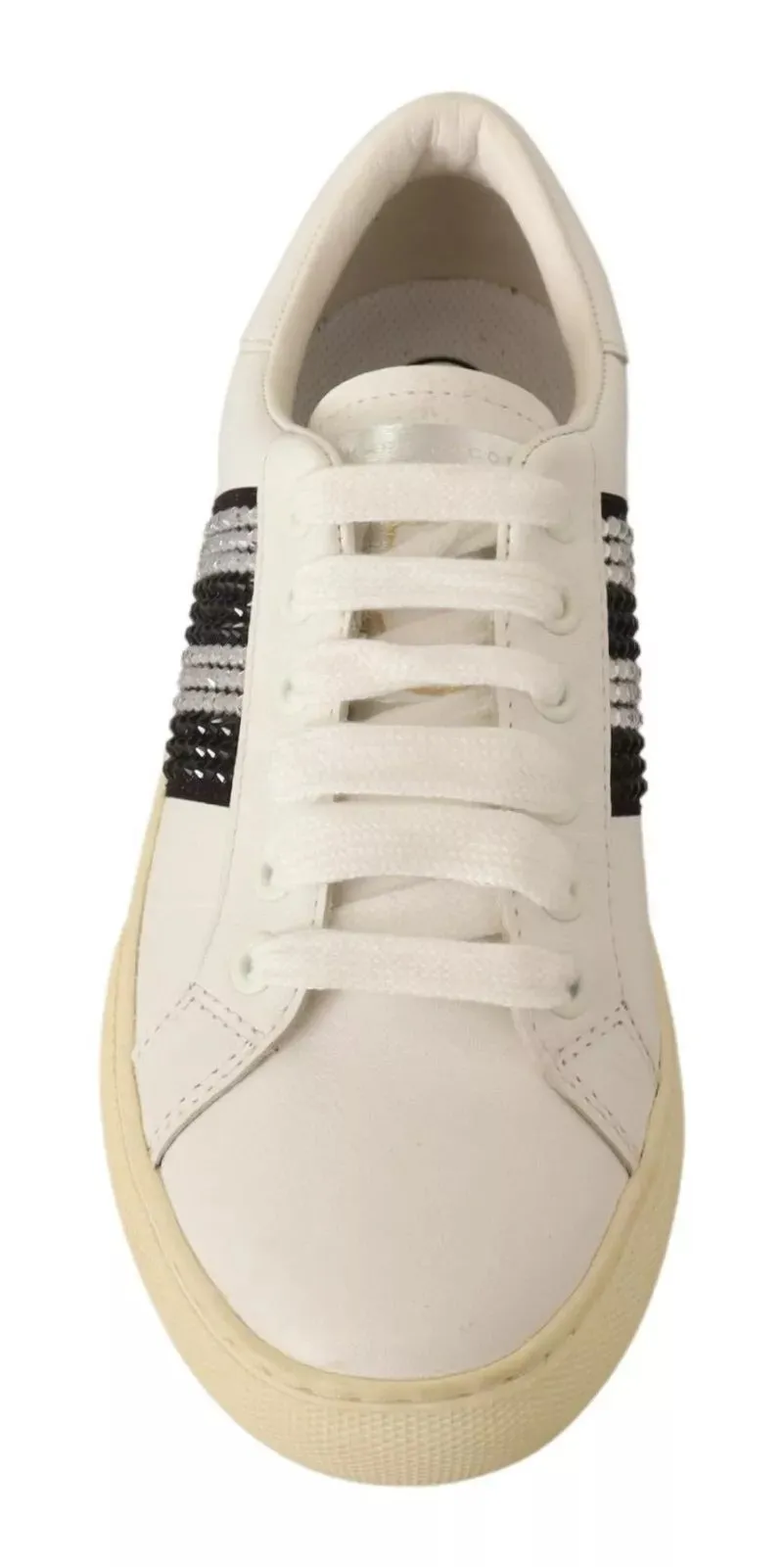 Marc Jacobs Leather Crystal Embellished Sneakers Women's Shoes (Pre-Owned)