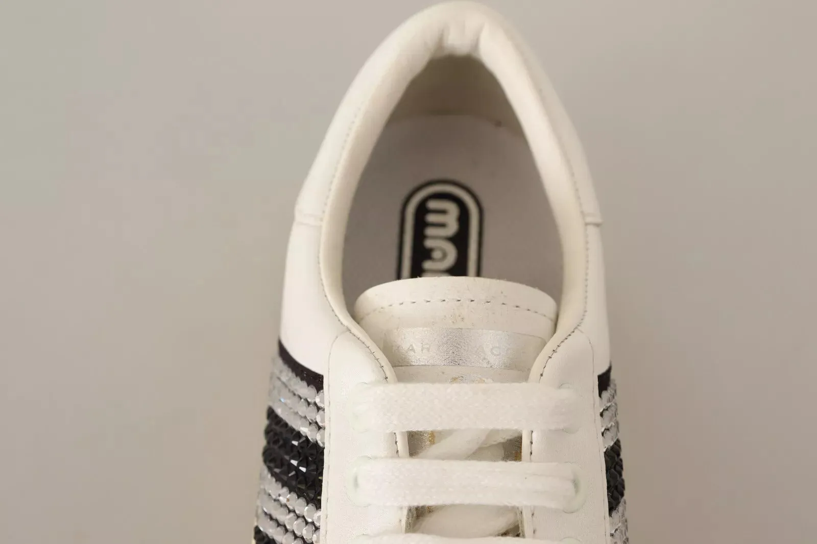 Marc Jacobs Leather Crystal Embellished Sneakers Women's Shoes (Pre-Owned)