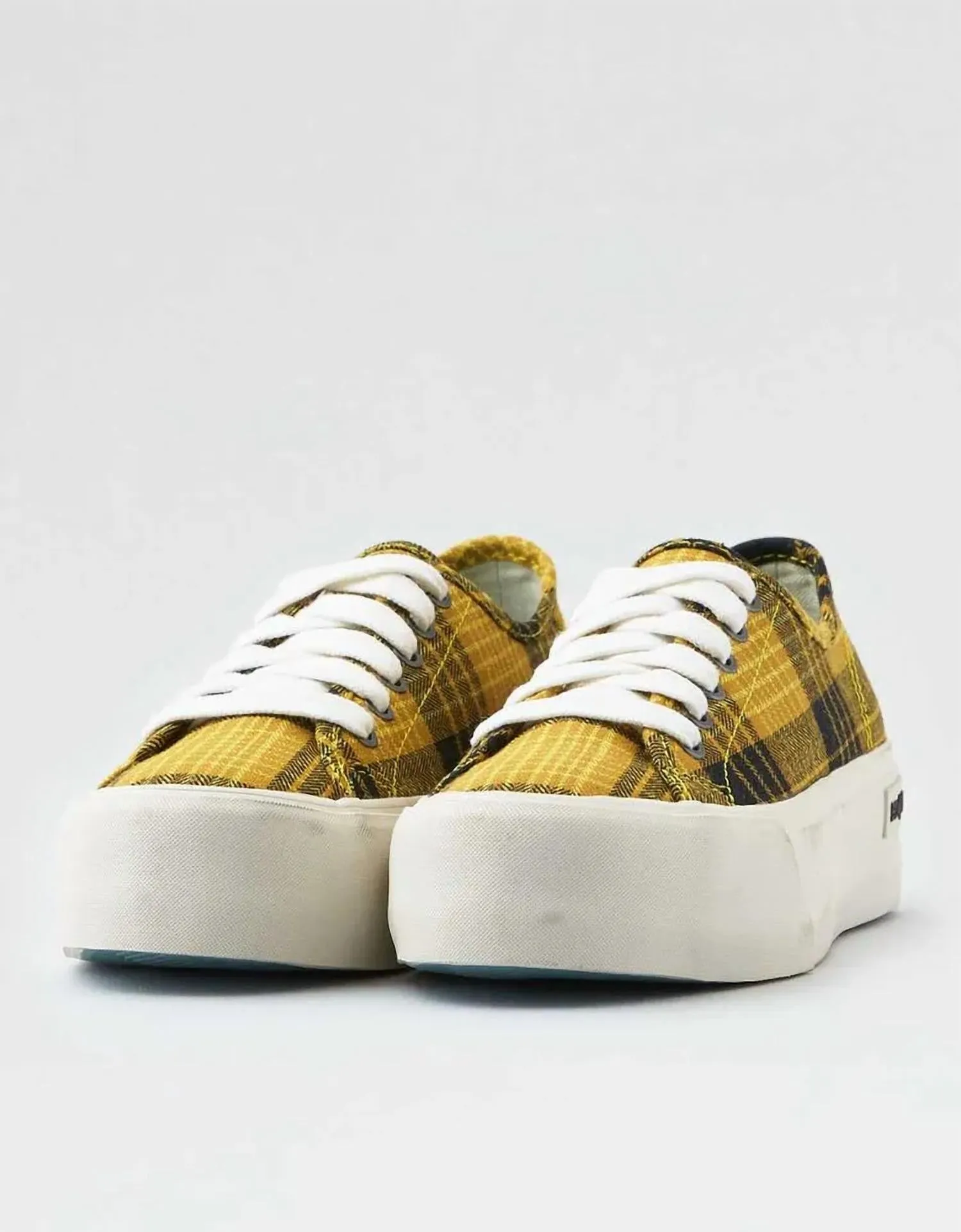 Monetery Platform Sun Valley Sneaker In Yellow Bright Plaid