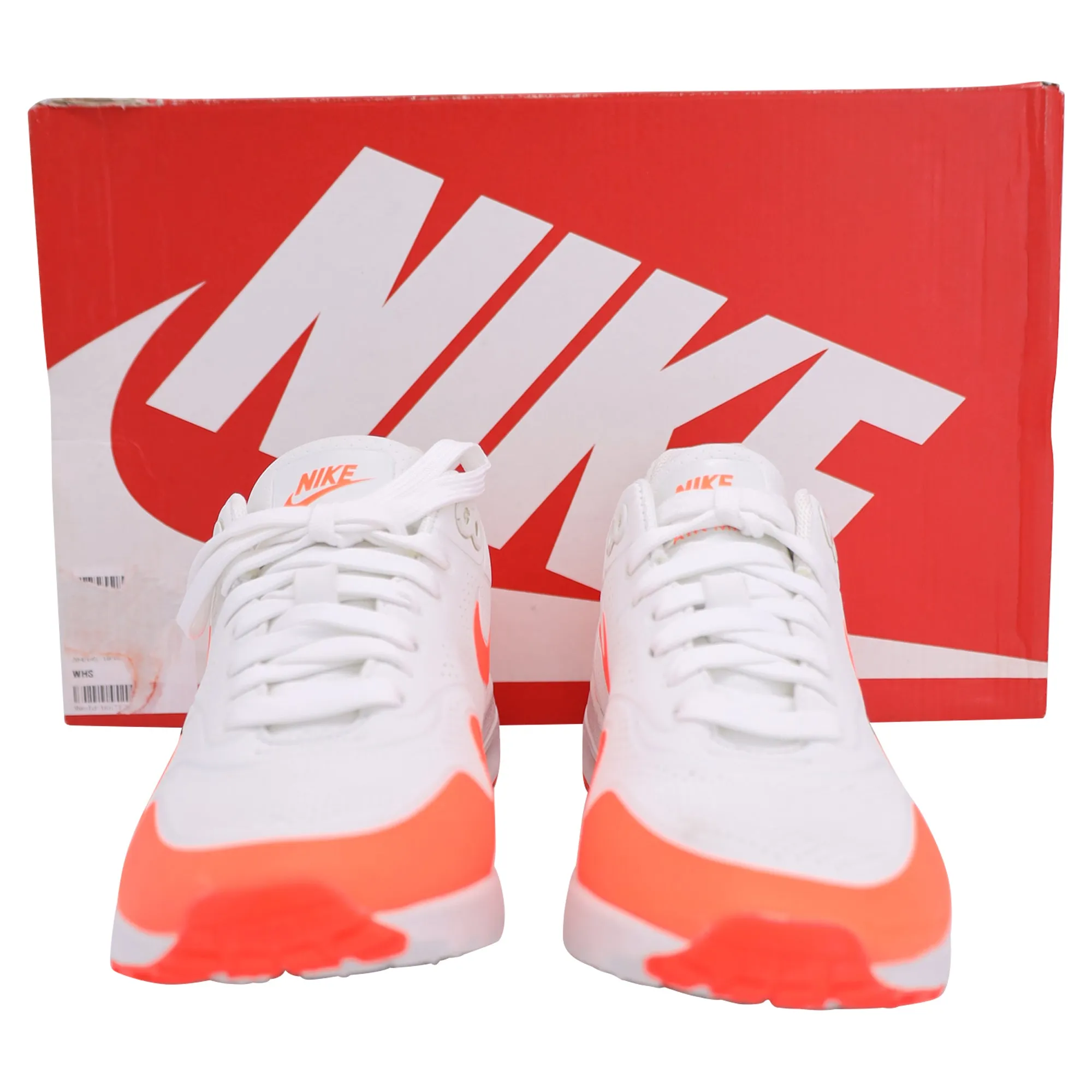 Nike Air Max 1 Ultra Moire Sneakers in White and Orange Synthetic Suede