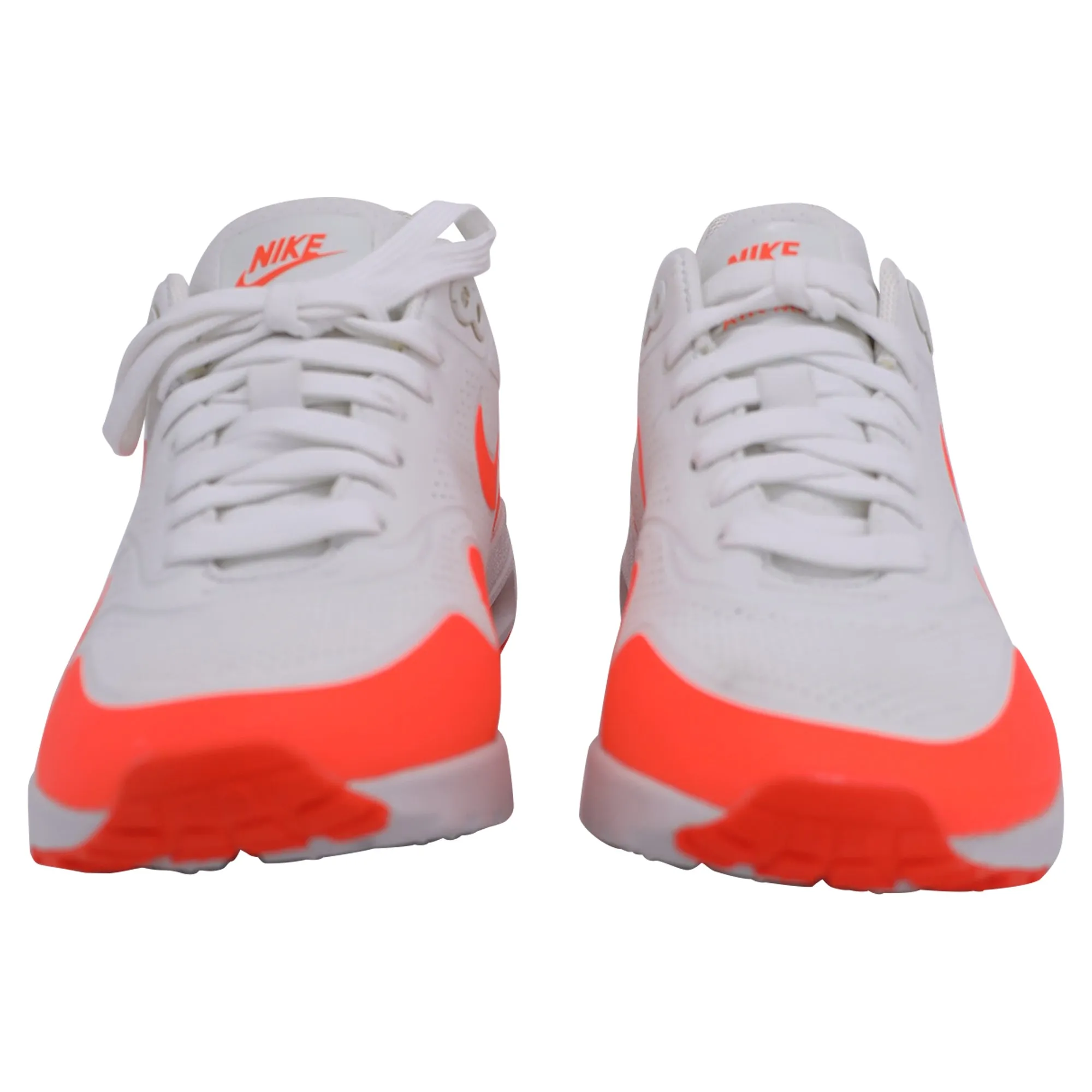 Nike Air Max 1 Ultra Moire Sneakers in White and Orange Synthetic Suede