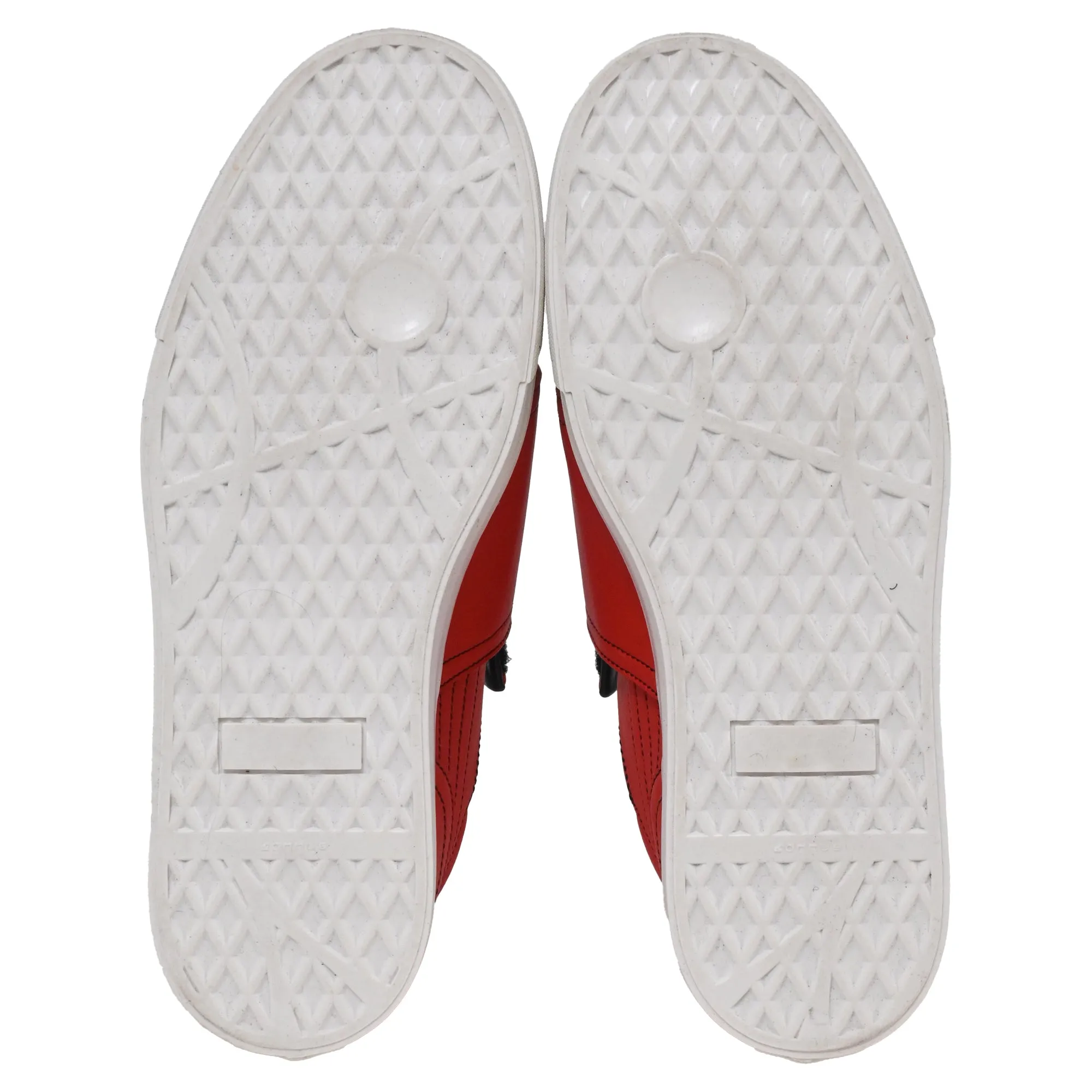 Paco Rabanne Contoured Effect Sneakers in Red Leather