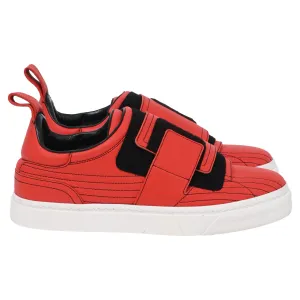 Paco Rabanne Contoured Effect Sneakers in Red Leather